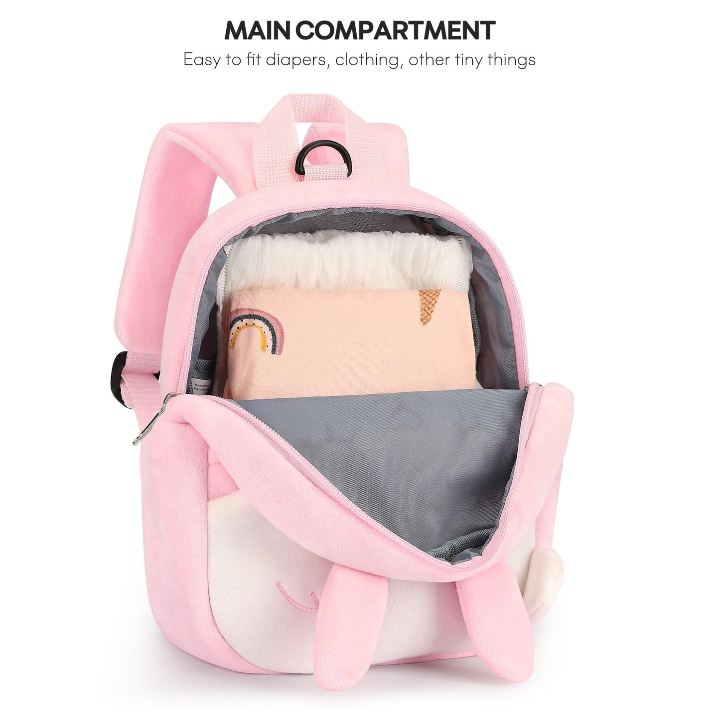 mibasies Toddler Backpacks for Girls 2-4: Plush Backpack -3D Animal Cartoon Mini Travel Bag -10 inch Toddler Backpack Leash