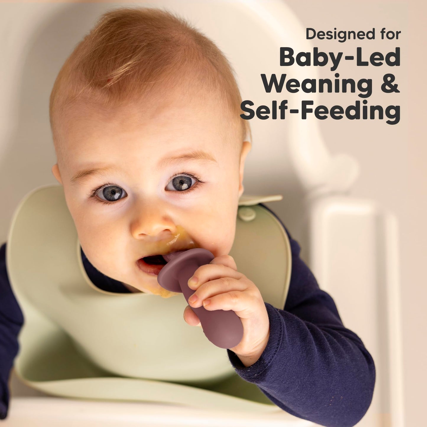 KeaBabies 4-Pack Silicone Baby Spoons and Forks Set - Baby Led Weaning Utensils 6-12 Months, Self Feeding Toddler Spoon & Fork for Training, Teething, Easy to Hold, BPA-Free Silicone (Roseate)