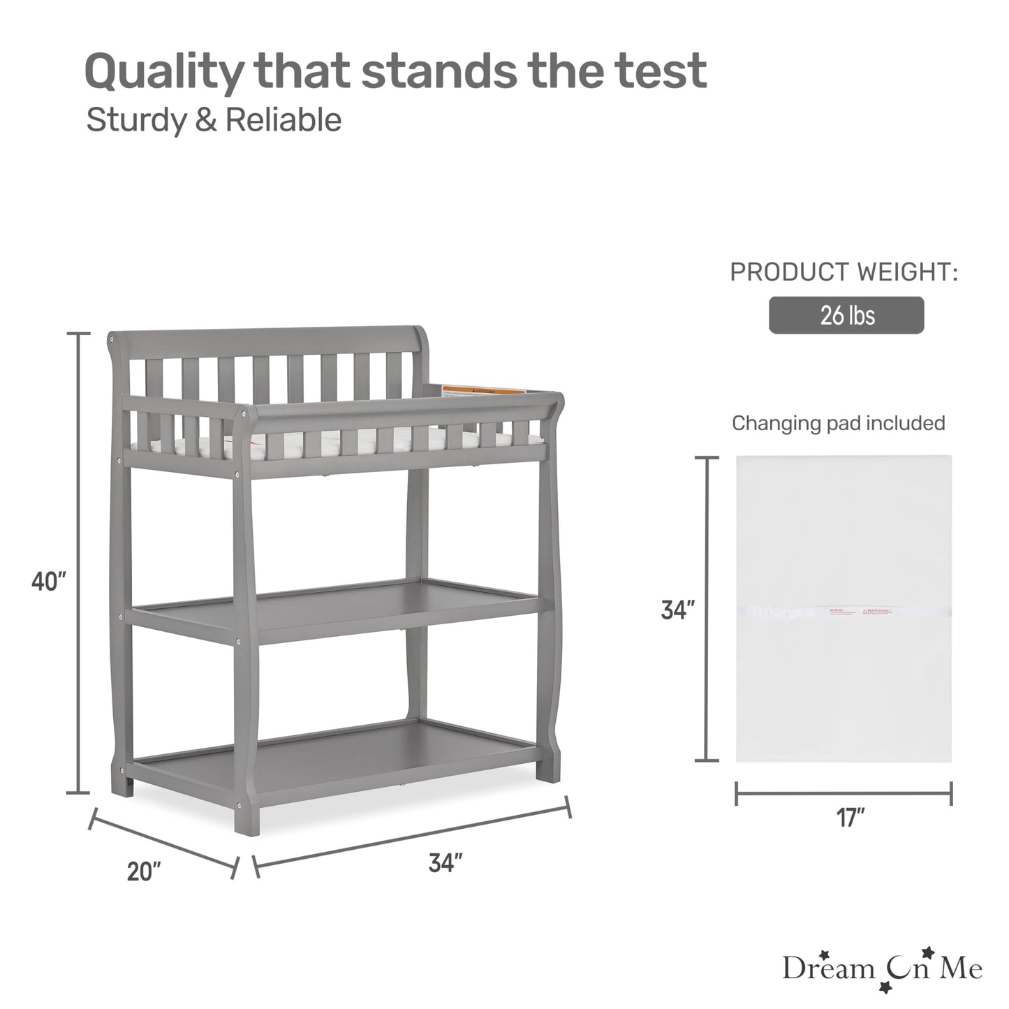 Dream On Me Ashton Changing Table, Natural, 34x20x40 Inch (Pack of 1)