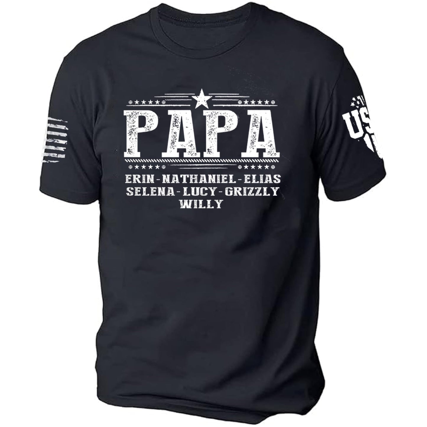 Personalized Fathers Day T-Shirt, Custom Grandpa Grandkids Name Shirt, Papa Shirts, Dad Gifts for Fathers Day and Christmas