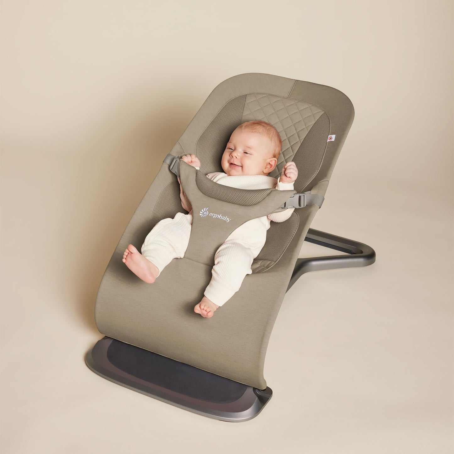 Ergobaby Evolve 3-in-1 Mesh Bouncer, Adjustable Multi Position Baby Bouncer Seat, Fits Newborn to Toddler, Grey Mesh