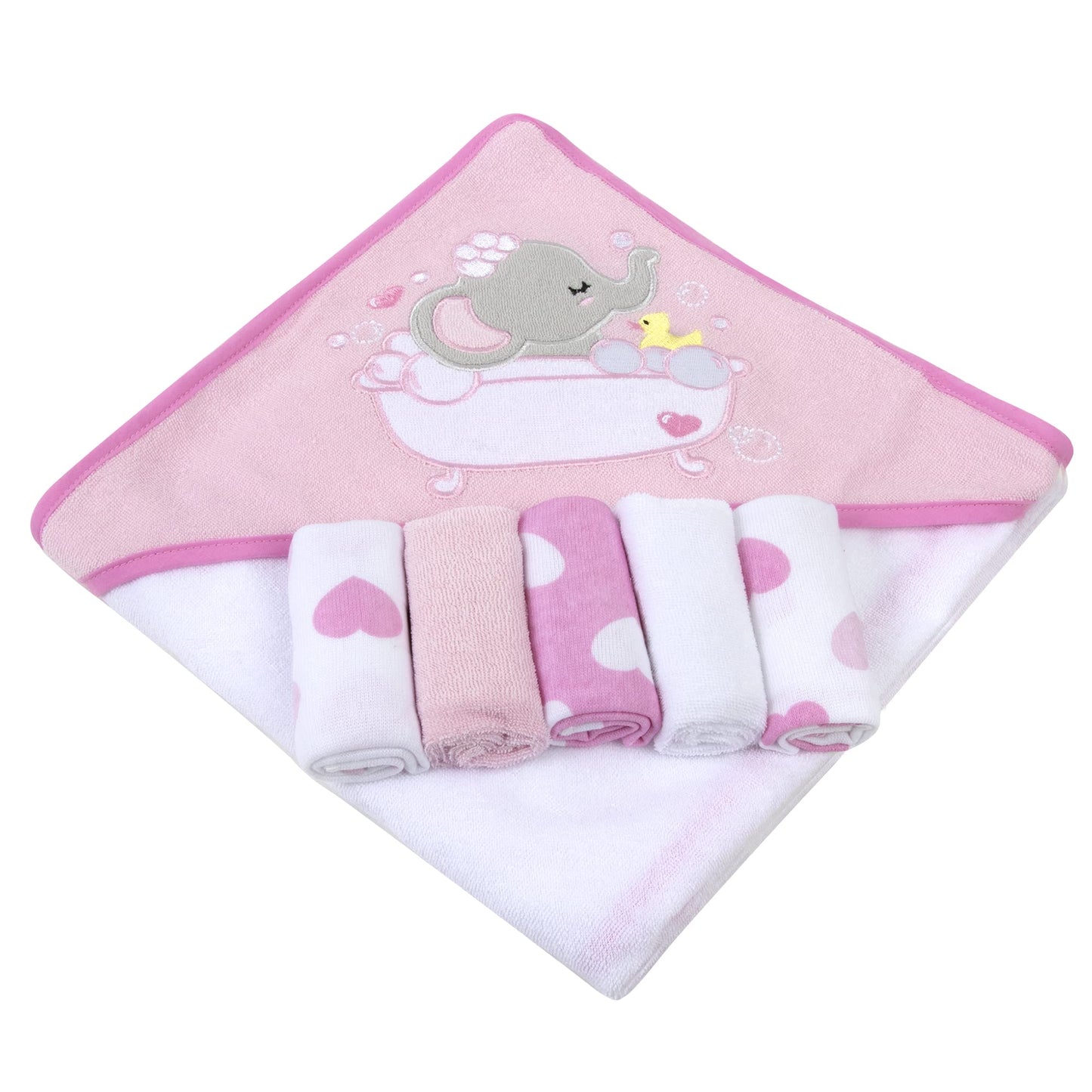 Baby Hooded Towel and Washcloth Set for Infants, Boys and Girls 6-12 Months (Mommy's Mermaid)