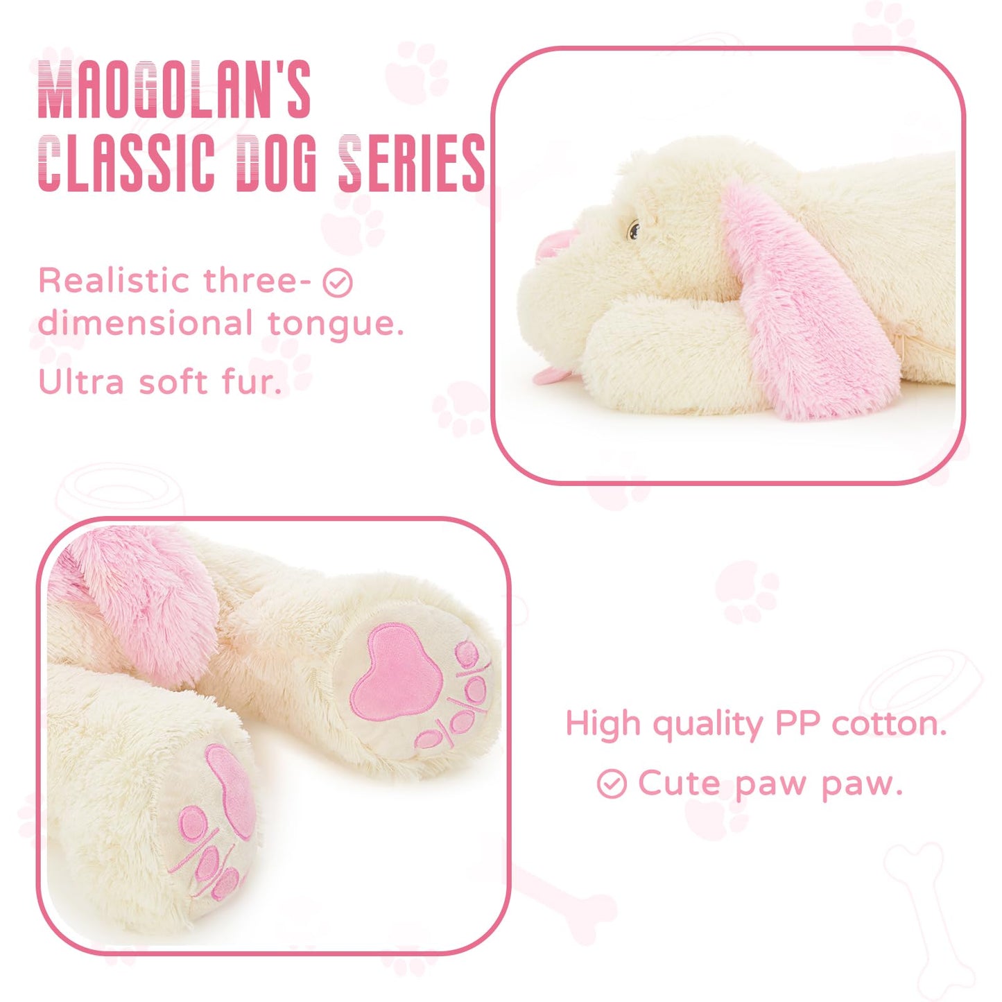 MaoGoLan 52“ Giant Stuffed Puppy Dog Animal,Ultra Soft Large Plush Soft Plush Dog Body Pillow Toy for Girls,Kids,Puppy Lover