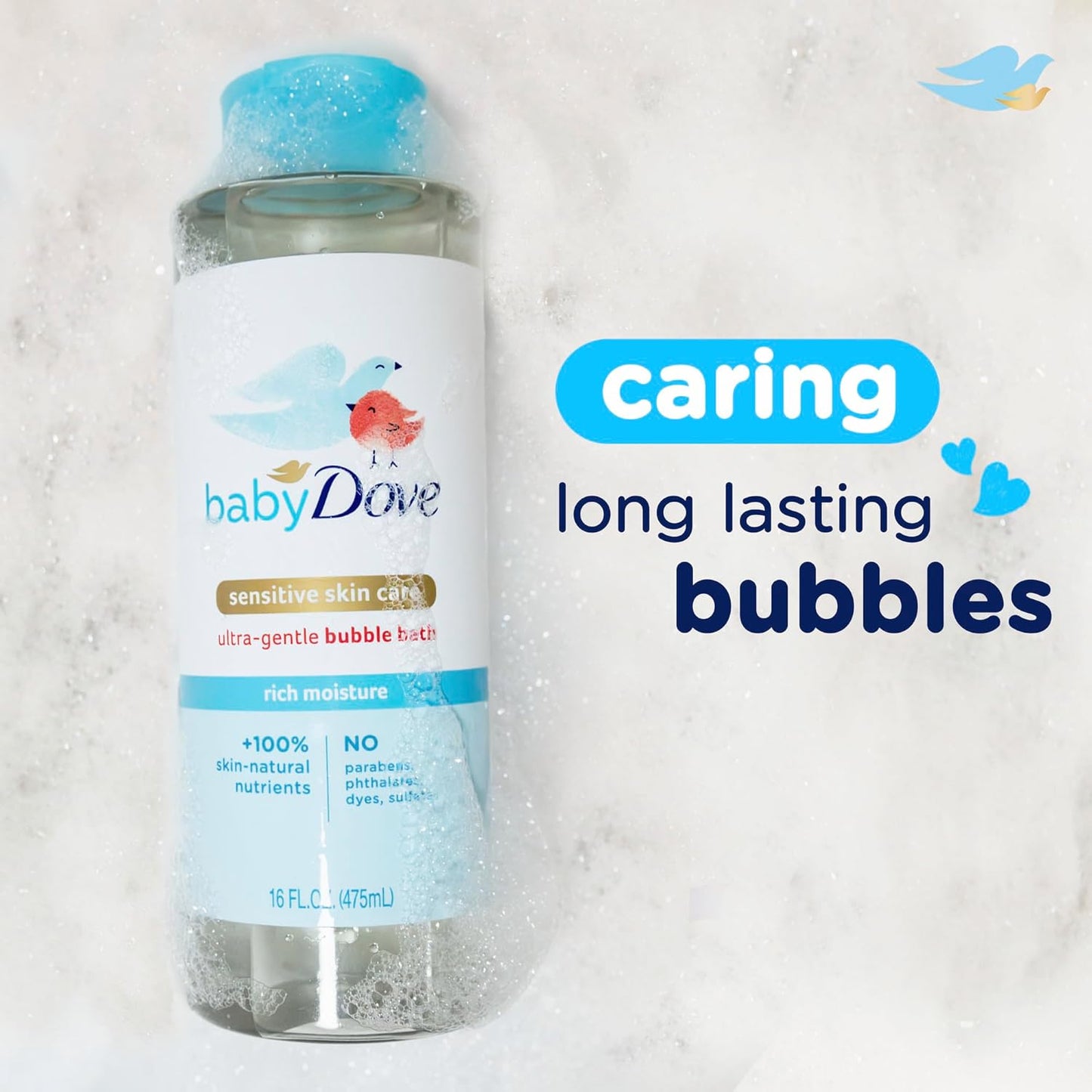 Baby Dove Bubble Bath Rich Moisture for nourished Skin and Bath time Fun Sensitive Skin Care with Skin-Natural nutrients 16 oz