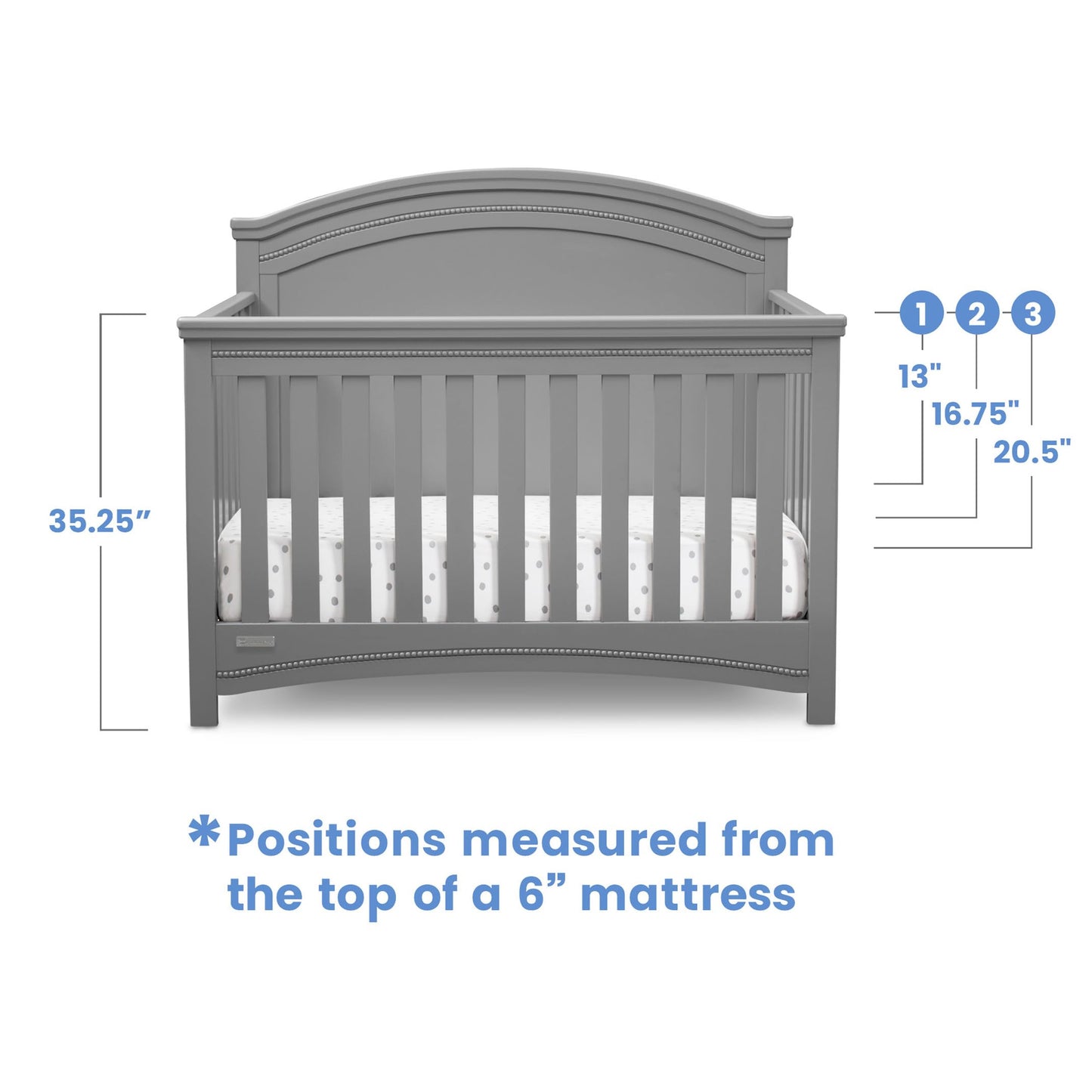 Delta Children Simmons Kids SlumberTime Emma Convertible Crib N More, Grey