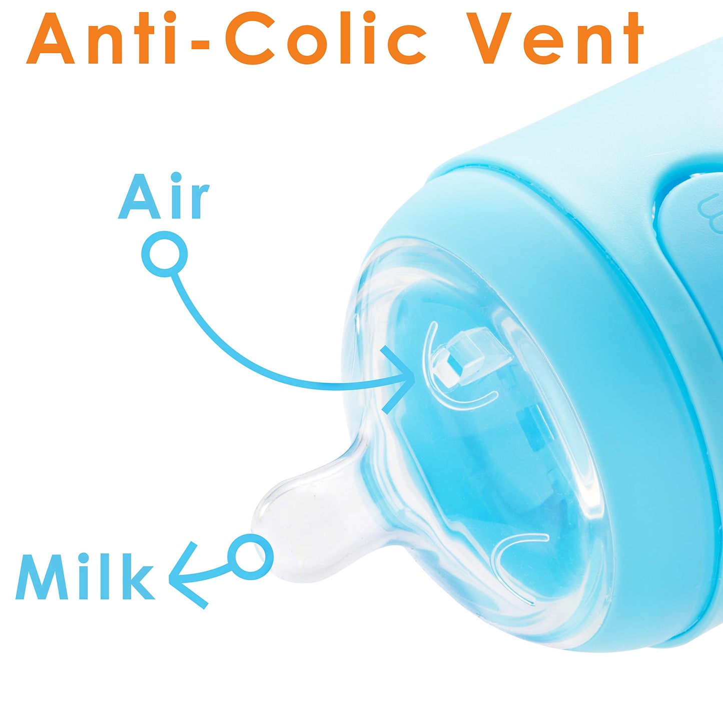 PopYum 9 oz Orange Anti-Colic Formula Making/Mixing/Dispenser Baby Bottle with #2 Medium Flow Nipple, 260 ml, BPA-Free, Natural Latch