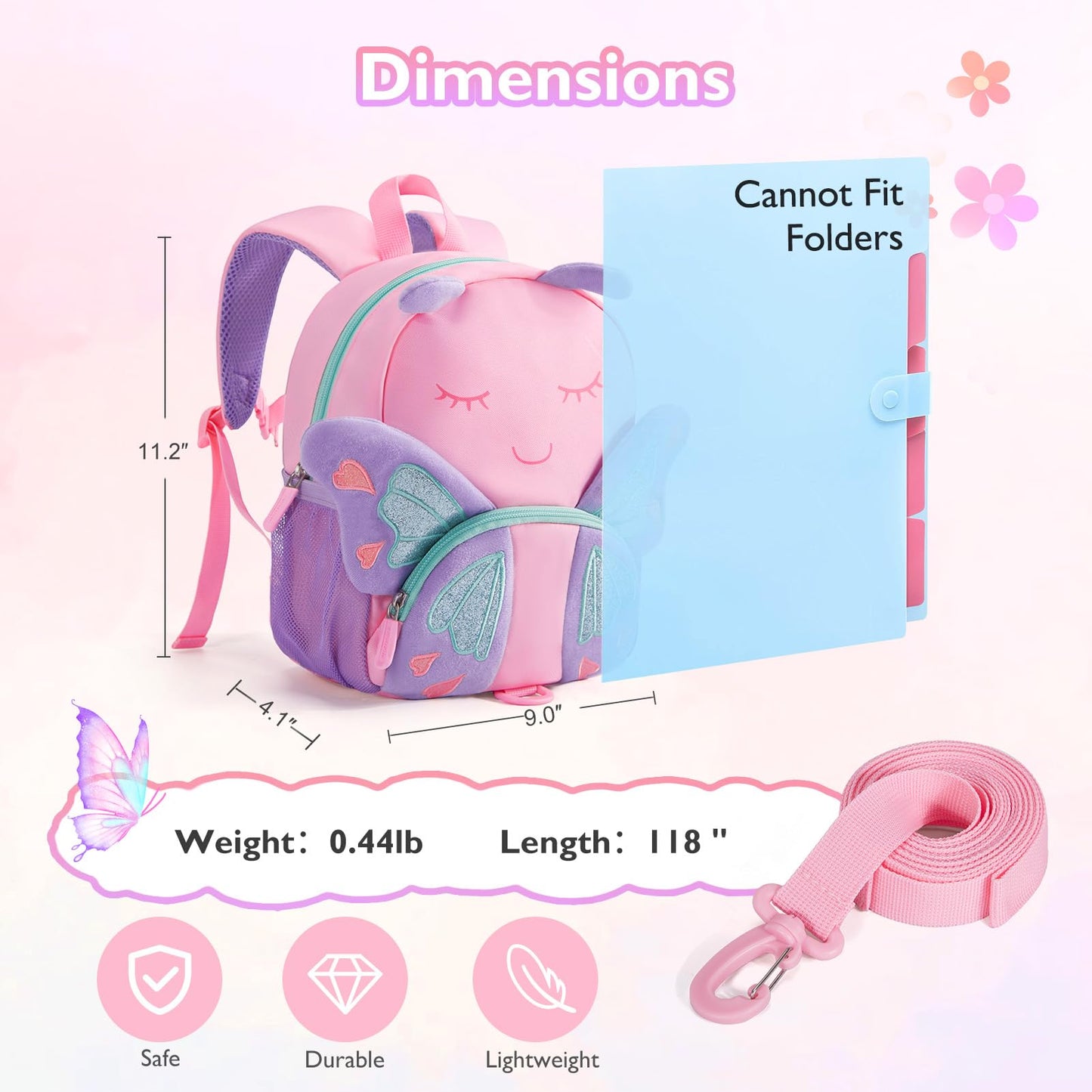 mommore Toddler Backpack for Boys 2-4, 3D Cartoon Mini Kids Travel Bag, Small Baby Backpack with Toddler Leash, Chest Buckle, Water-Resistant Pre-K Schoolbag, Dinosaur