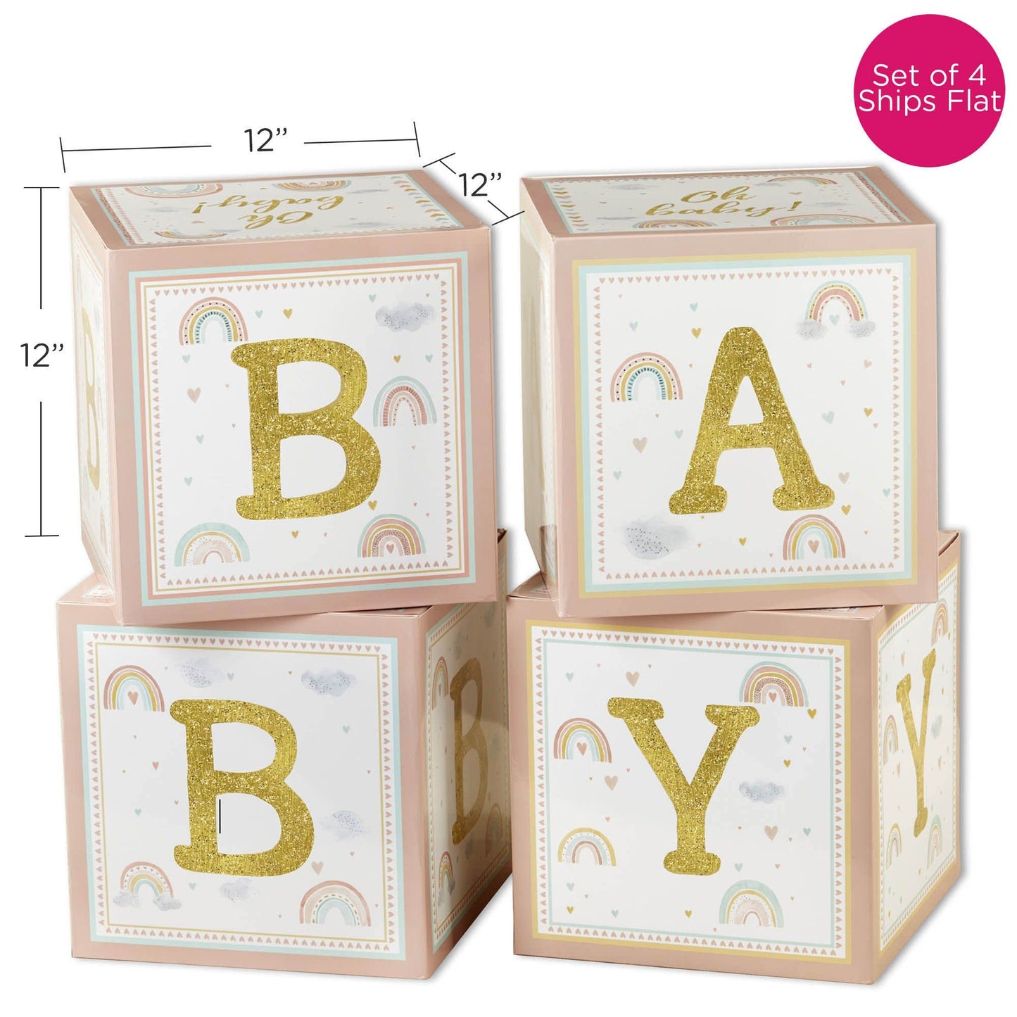 Kate Aspen Woodland Baby Shower Boxes with Letters for Baby Shower Gender Reveal Decorations Photo Prop & Forest Animal Nursery Decor (Set of 4 Blocks Spells Baby)