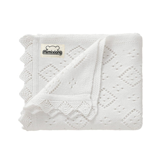 mimixiong Baby Swaddle Blanket 100% Cotton Gender Neutral Pointelle Receiving Blanket for Boys Girls Cuddle Stroller Crib Blanket (Oatmeal)