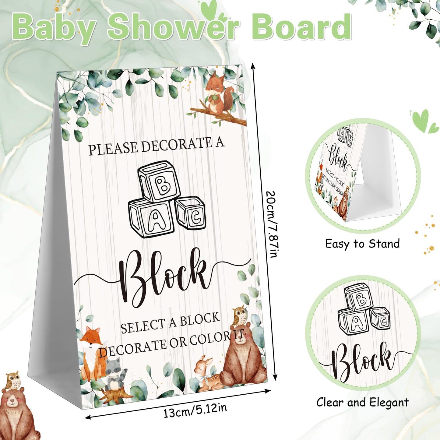 Marsui 136 Pcs Baby Shower Blocks to Decorate Game Kit Includes 98 Wooden Blocks, 36 Markers, 1 Game Sign, 1 Storage Box for Baby Shower Gender Reveal Activity Party Decorations(Pink Elephant)