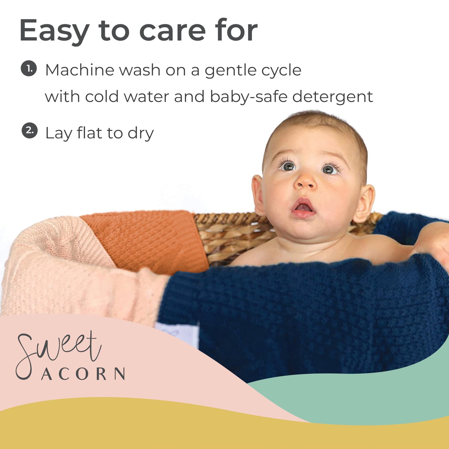 Knit Baby Blanket in Elegant Pattern, Organic Cotton Blankets for Crib or Stroller, Receiving Blankets - Salt White