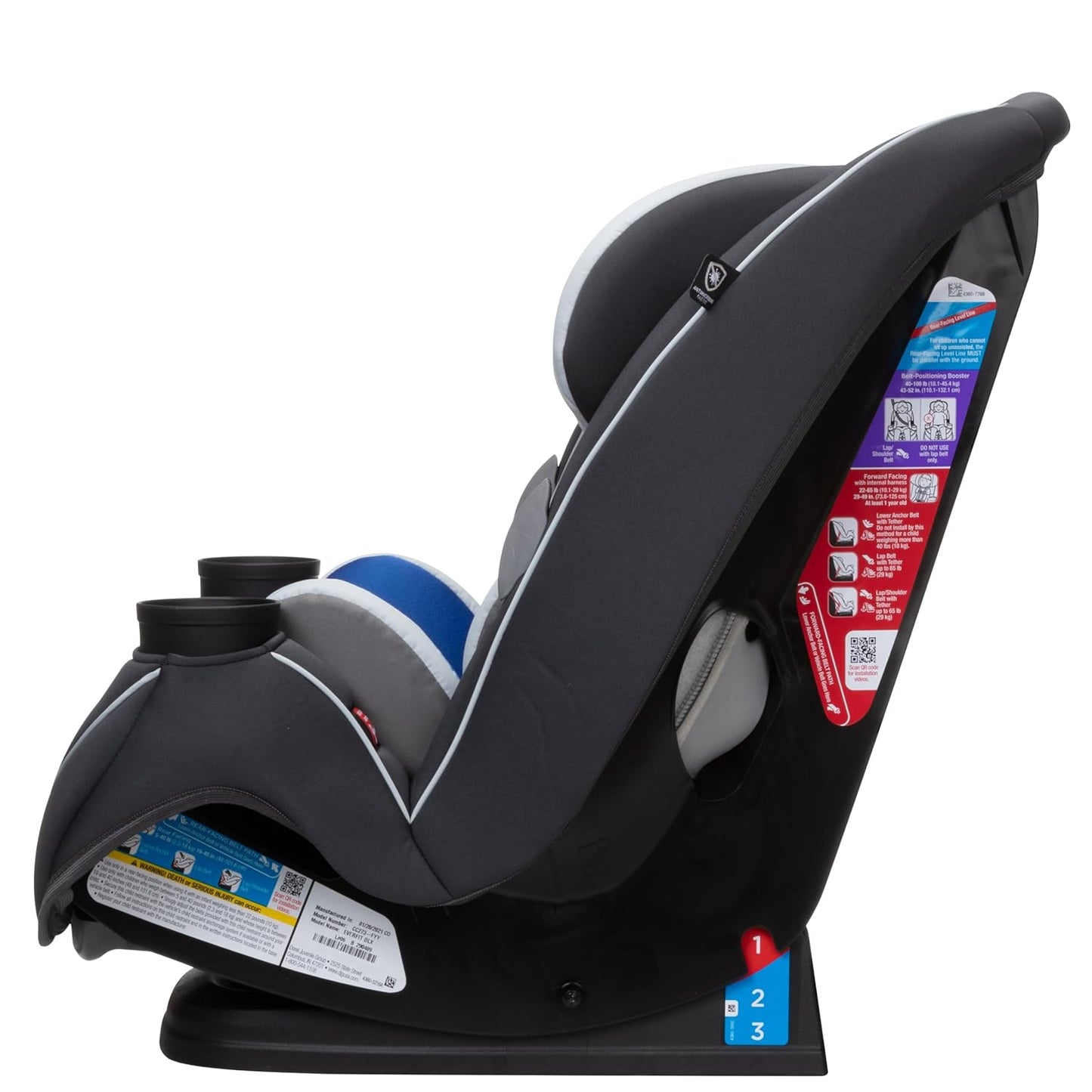 Safety 1st Grow and Go All-in-One Slim Convertible Car Seat, Rear Facing, 5-40 lbs, Forward Facing (30–65 lbs), High Back Booster Seat 40-100 pounds, Dunes Edge