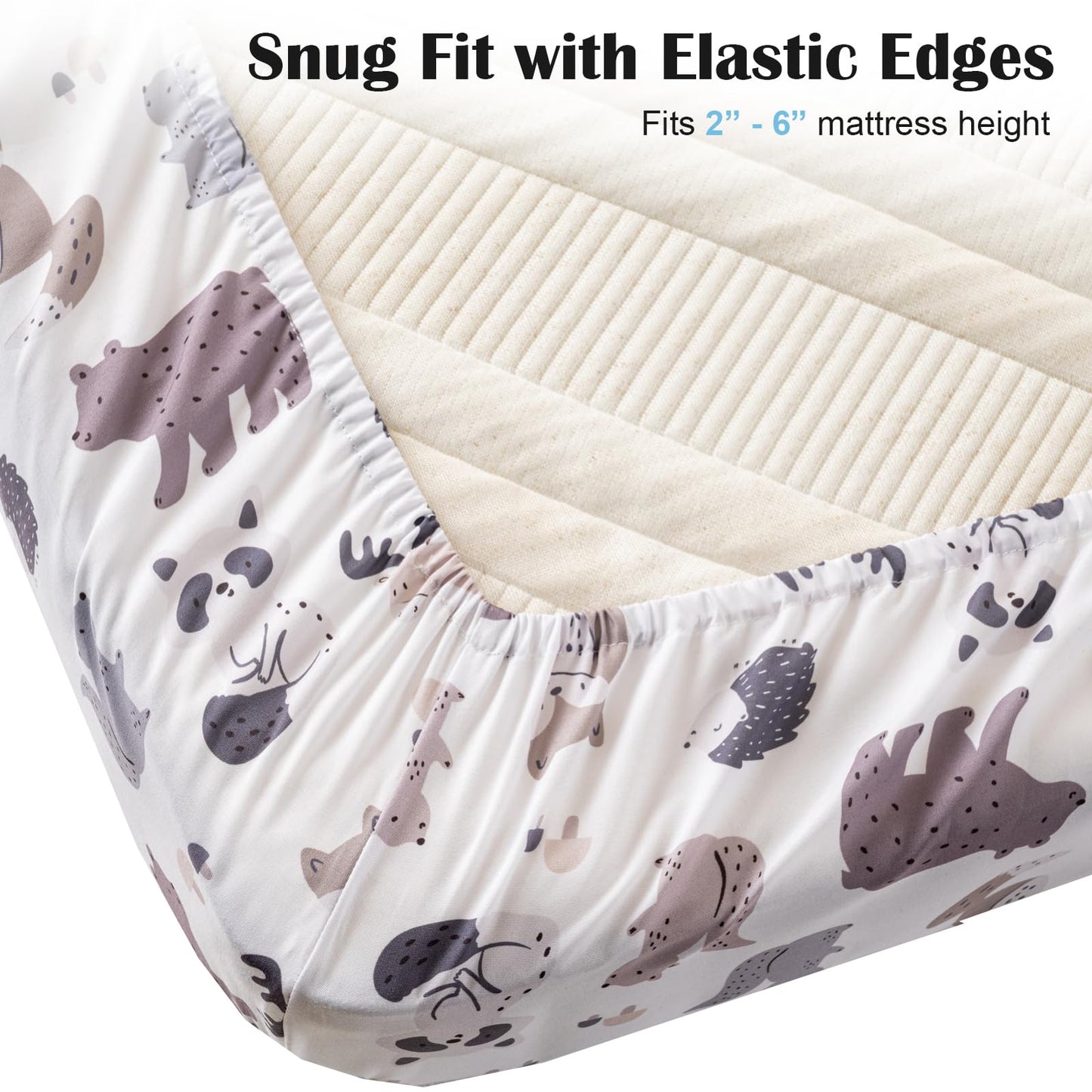 Crib Bedding Set 4 Pieces – Includes Comforter, 2 Fitted Sheets for Easy Changing, Crib Skirt – Soft, Breathable, Machine Washable – Fits Standard Crib Mattress – Baby Nursery Set for Boys & Girls