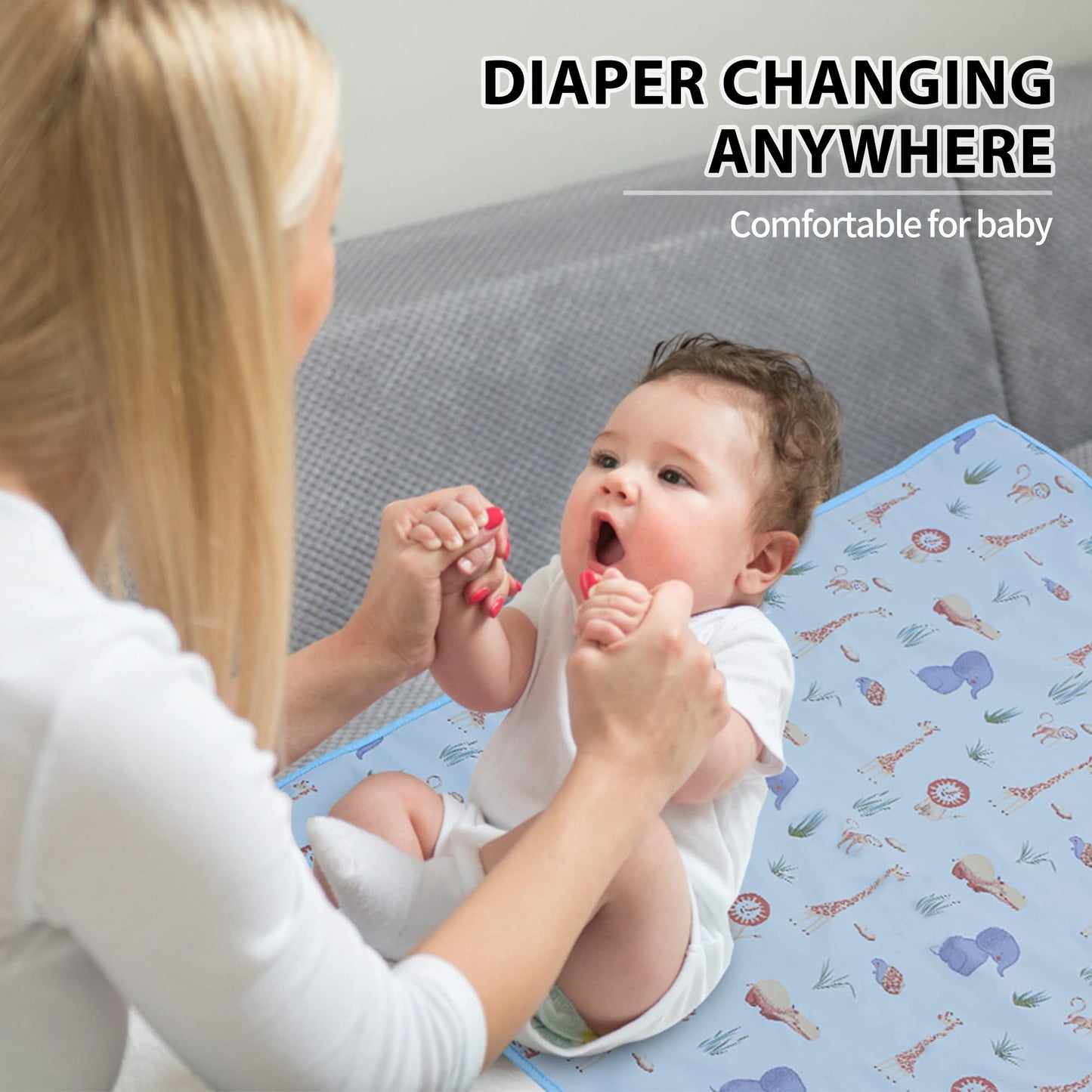 Vegan Leather Baby Changing Mat - Wipeable Portable Changing Pad, Foldable Travel Changing Mat for Baby, Newborns Toddlers Shower Gifts (Flower,20"*28")