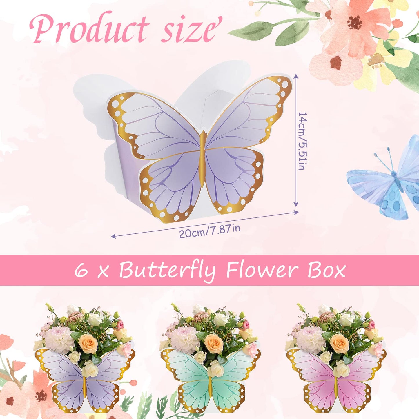 Fuutreo 6 Pcs Butterfly Centerpieces for Baby Shower, Birthday, Tea Party Favors, Tables Decor, Themed Party Supplies, Wedding Decorations