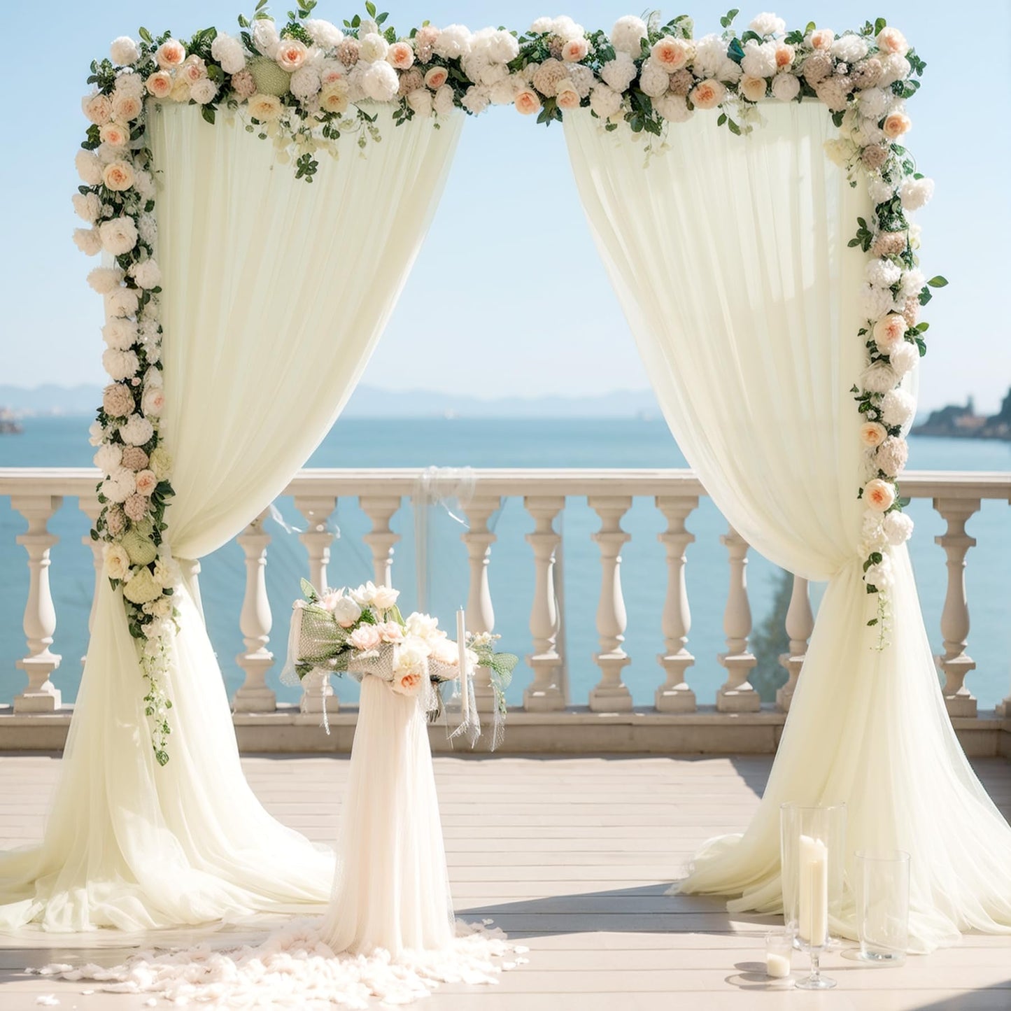 Champagne Tulle Backdrop Curtain for Parties Wedding 10ft×8ft Champagne Sheer Backdrop Curtains for Baby Shower Bridal Shower Reception Birthday Party Christmas Photoshoot Decorations 2 Panels