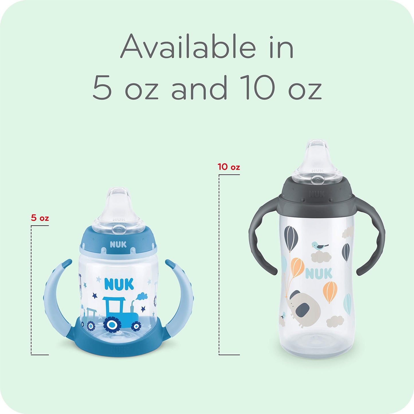 NUK Learner Cup, 10 oz, 8+ Months, 2 Count – BPA Free, Spill Proof Sippy Cup