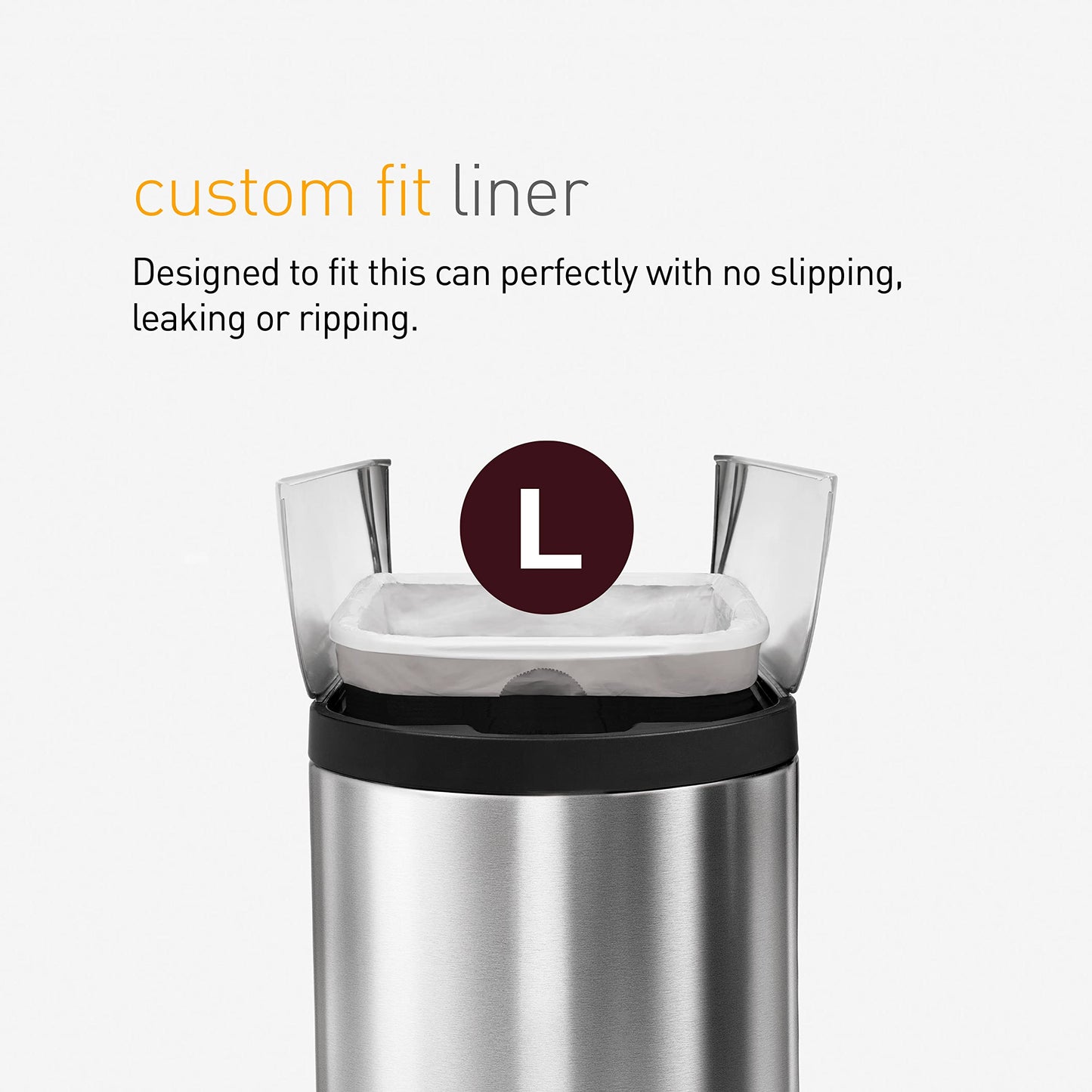 simplehuman Diaper Can with Odorsorb System (Odorsorb Pods and Odorsorb Liners), 18 Liter/ 4.8 Gallon, White Stainless Steel