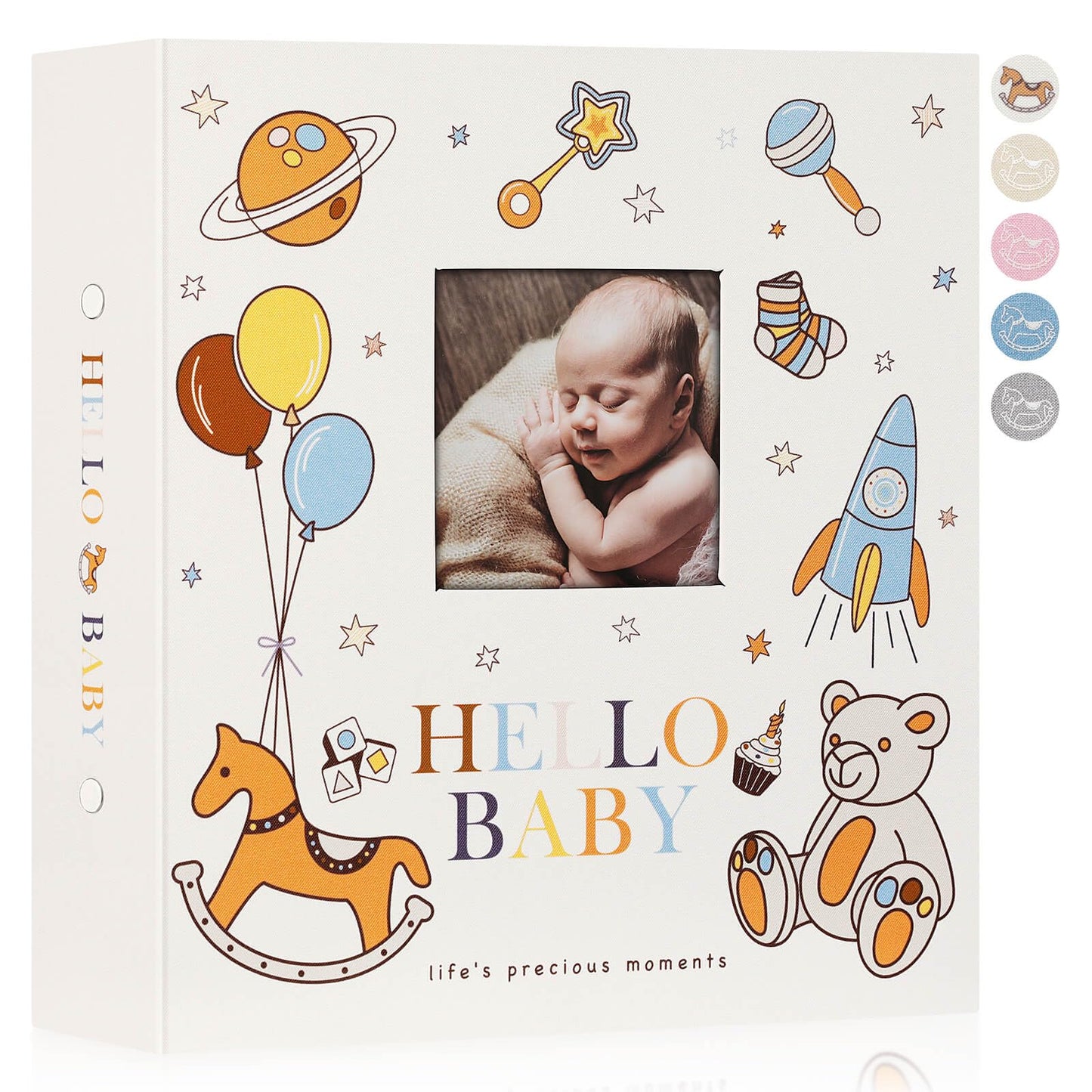 Lanpn Baby Photo Album 4x6 300 Pockets, Linen Newborn Bebe Ultrasound Photo Album with Memo Writing Area, Cover Photo Book, Picture Album for kids, Baby Girl Boy Memory Book Keepsake Colorful