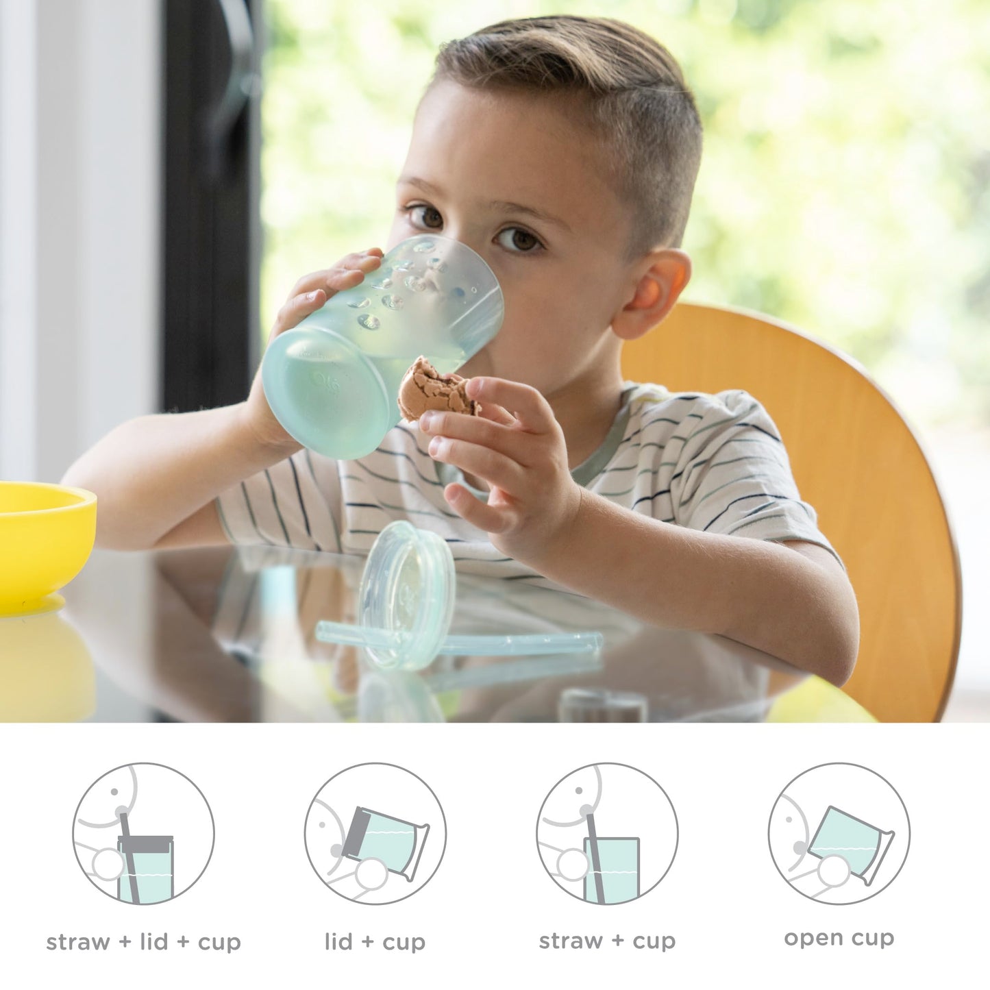 Olababy Silicone Training Cup with Straw Lid | Babies Water Drinking Cup | 6+ Mo Infant To 12-18 Months Toddler | Sippy Cup For Kids & Smoothie Cup | Baby Led Weaning (Mint, 5 oz)