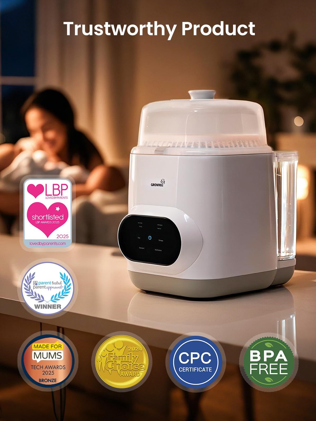 Grownsy EaseClean Bottle Washer Pro | All-in-One Bottle Washer and Sterilizer and Dryer | Baby Bottle Washer for Bottles, Pump Parts & Baby Essentials | Replaces Hand Washing