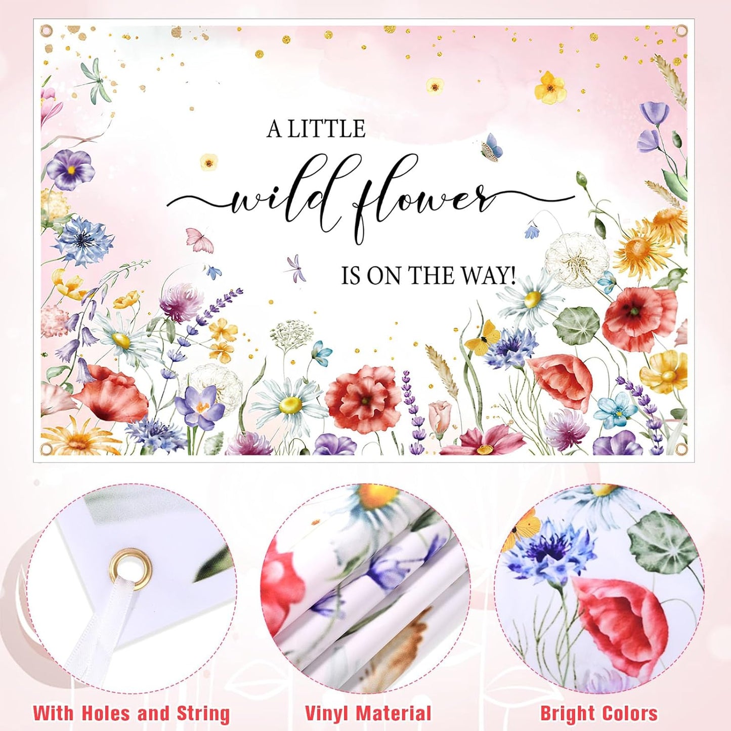 Wildflower Baby Shower Decorations for Girl, Balloon Boxes with Letters, Daisy Balloon Arch, Backdrop, Foil Balloon, Floral Birthday Party Girl Baby Shower Decorations