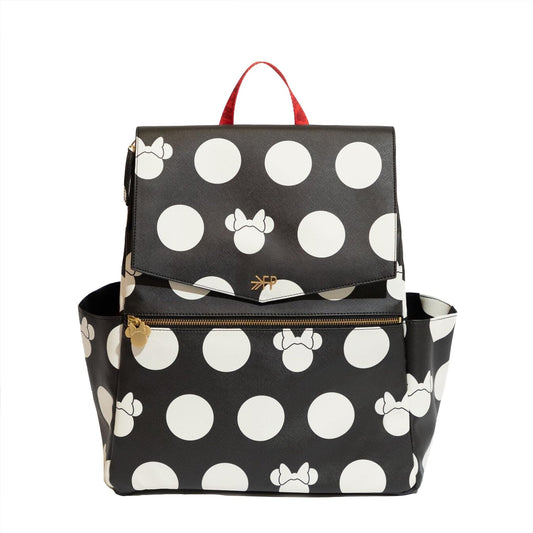 Freshly Picked Classic II Diaper Bag Backpack, Wipeable Vegan Leather With Changing Pad (Minnie Lots of Dots)