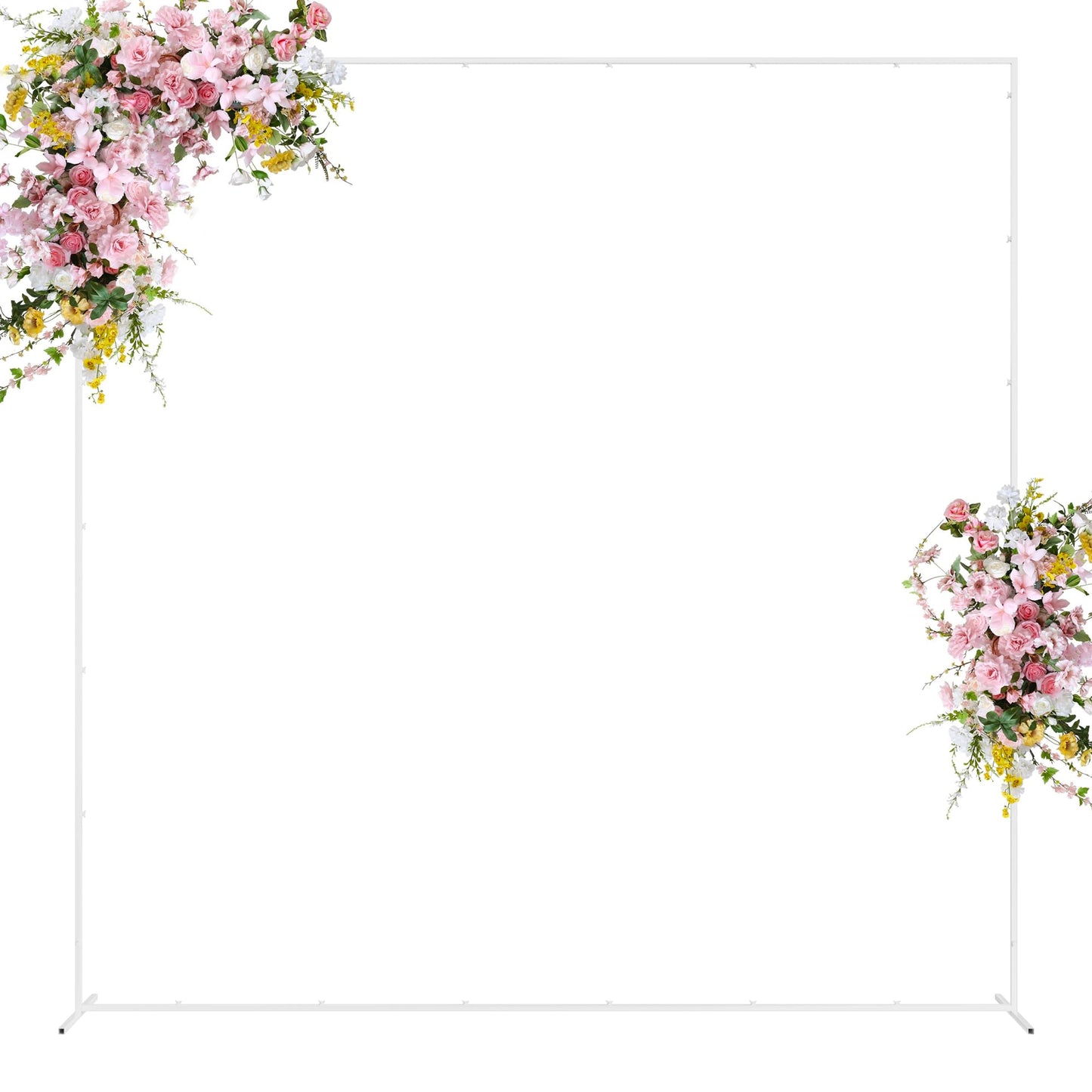 Wokceer Wedding Arch Backdrop Stand Square 6.6FTx6.6FT Gold Metal Balloon Arch Stand Garden Arbor Backdrop Frame for Wedding Birthday Party Baby Shower Photo Booth Background Decoration