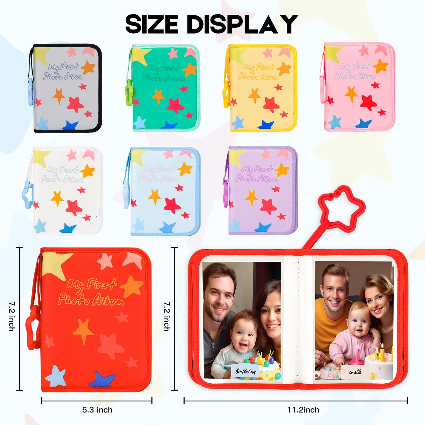 Baby's My First Photo Album for Baby Holds 21 4x6 Photos, Baby Photo Album Soft Cloth Family Book, My First Family Album for 4x6 Baby Shower Kids Toddlers Family Pictures, Toddler Photo Album (Blue)
