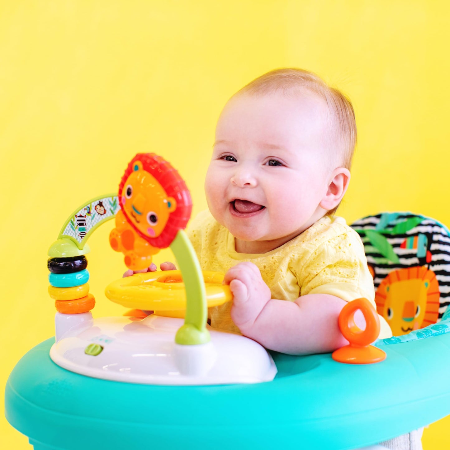 Bright Starts JuneBerry Walk-A-Bout Baby Walker and Entertainer, Removeable Floor Toy, with Easy Fold Frame for Storage, Ages 6 Months +