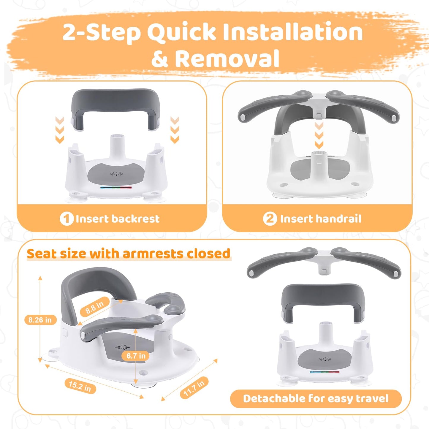 Baby Bath Seat for Babies 6 Months & Up Sitting Up,Infant Bath Seat with Temperature Alert+Open Backrest+on/Off Armrest,Toddler Bath seat Baby Bath Chair for Bathtub,Tub,Sink Pink