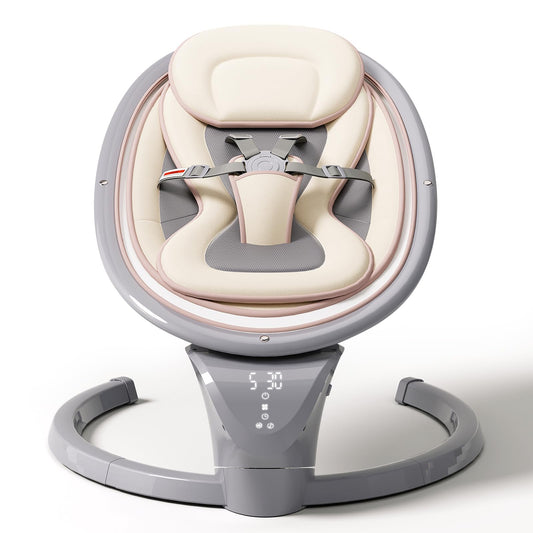 Baby Swings for Infants, Electric Infant Swing with Remote Control, Portable Baby Swing with 5-Point Harness, 5 Speeds, and 10 Preset Lullabies (Adapter Included)