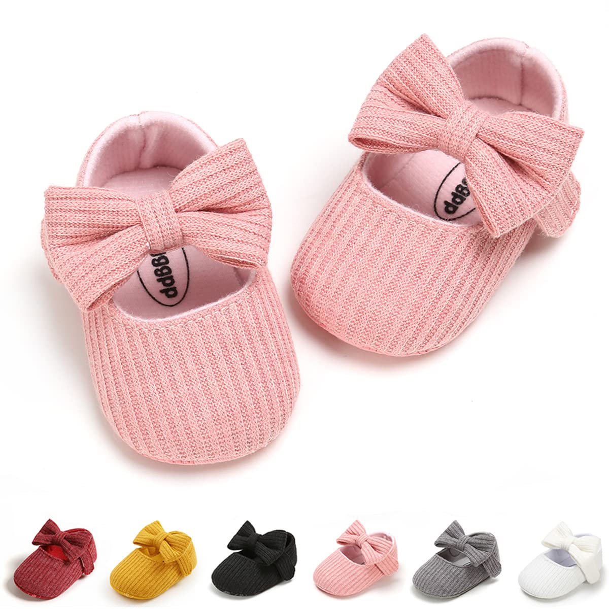 Baby Girls Mary Jane Flats with Bowknot Flowers Soft Newborn Infant First Walkers Crib Shoes Wedding Party Christmas Dress Shoes