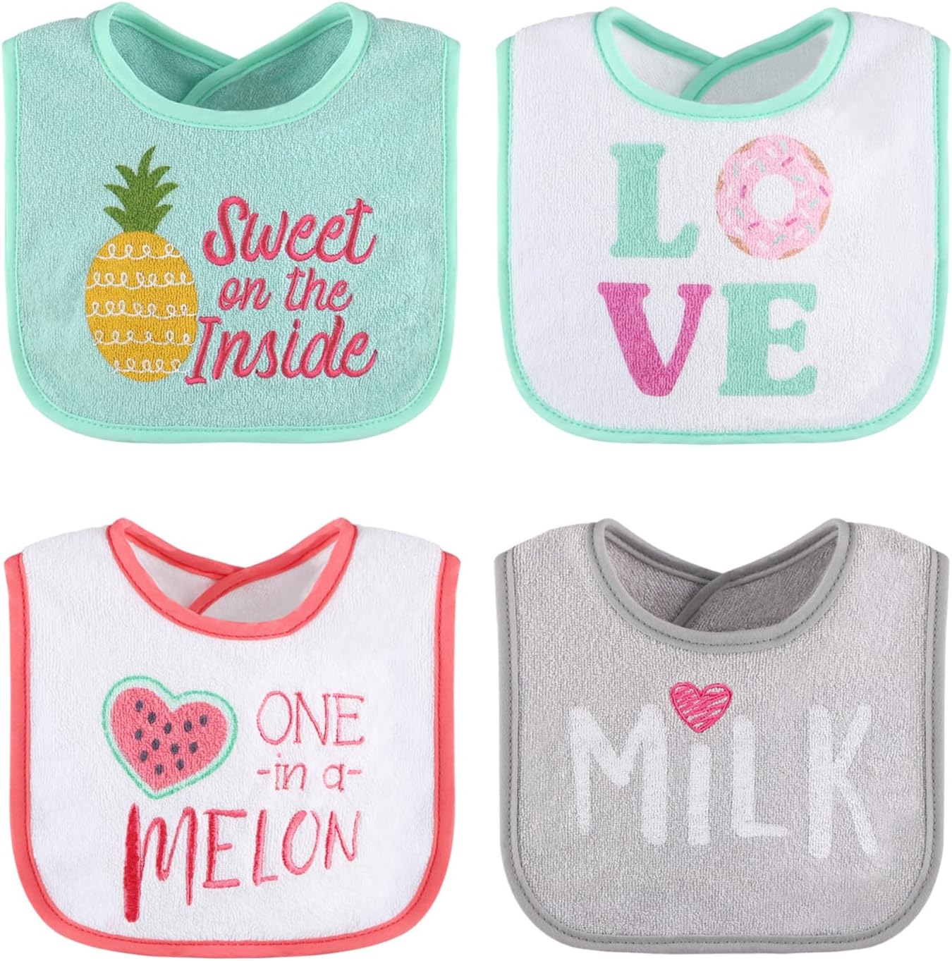 The Peanutshell Baby Girl Terry Bib Set of 8-100% Cotton, Soft, Absorbent Baby Bibs, Toddler Girl Set, Newborn & Infant Bib - Pink