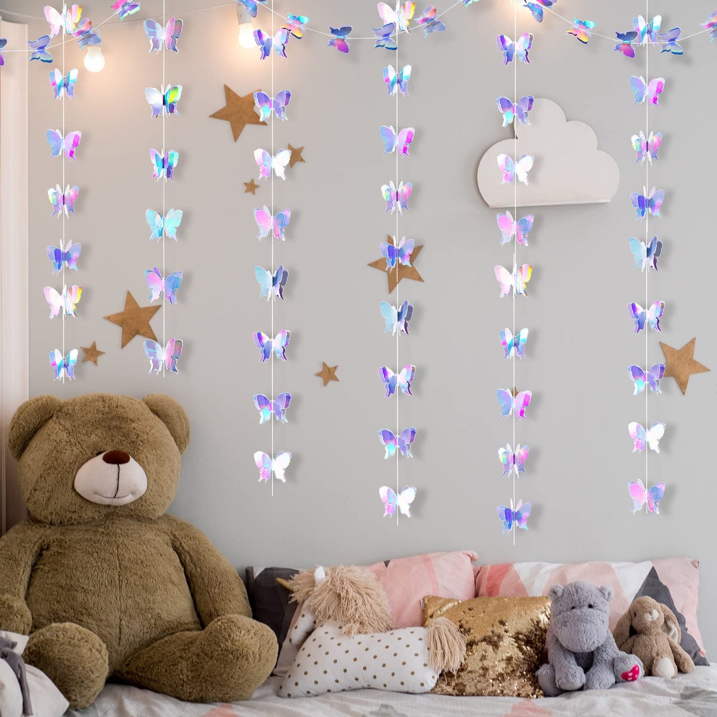 Zonon 4 Pieces 3D Butterfly Hanging Garlands Decoration Butterfly Paper Party Streamers Backdrop for Graduation Wedding Birthday Fairly Baby Shower Party Decorations