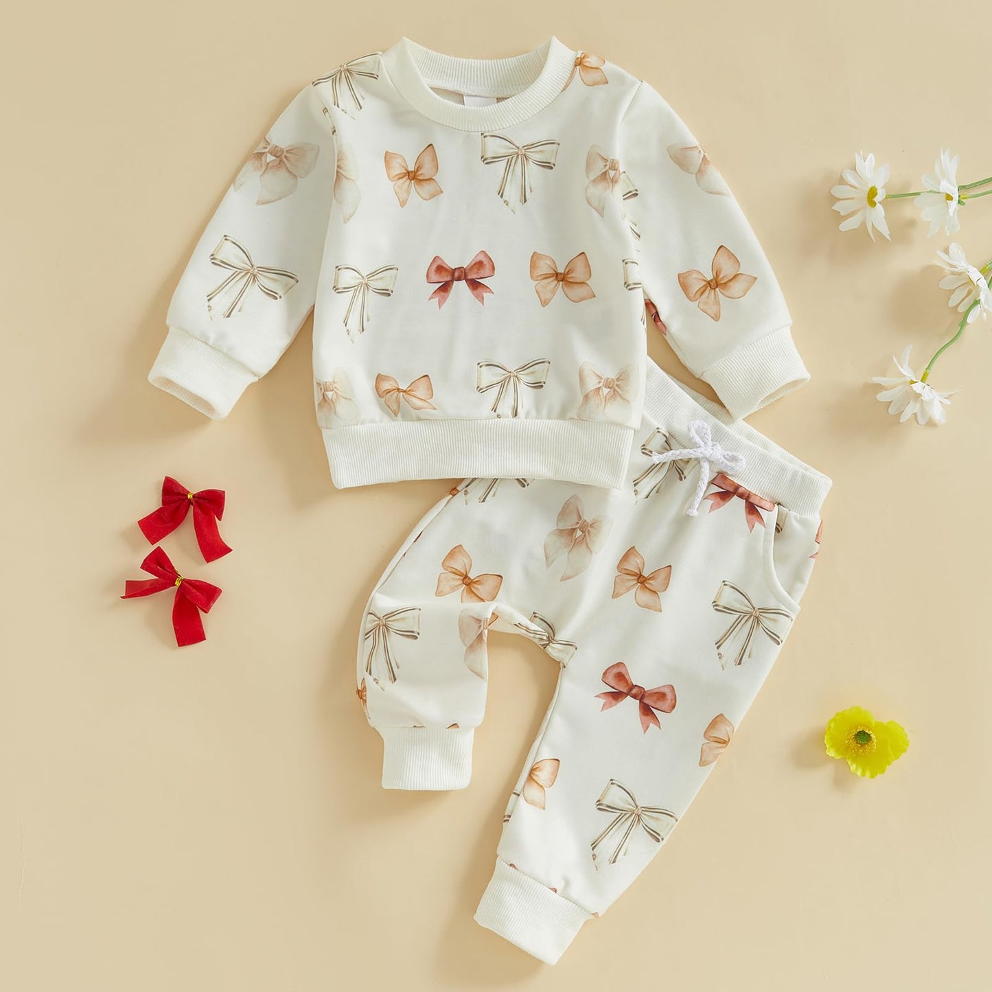 Mubineo Toddler Baby Girl Clothes Cute Long Sleeve Sweatshirt Sweatpant Outfits Fall Winter Tops Pant Outfit Sweatsuit