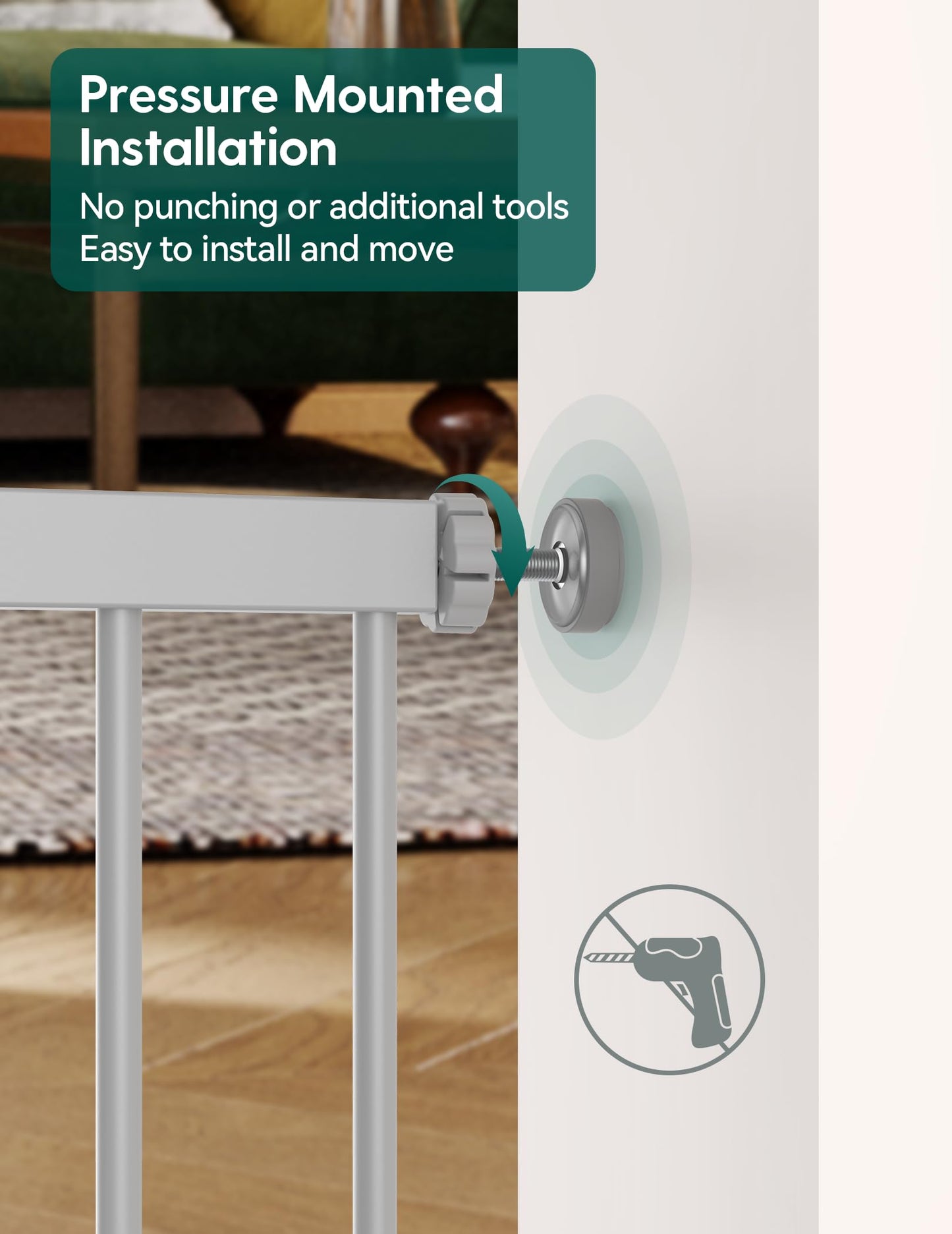 Babelio Upgraded Baby Gate with Cat Door, 29-43" Auto Close Durable Dog Gate for Stairs, Doorways and House, Easy Walk Thru Safety Gate with Pet Door Includes 4 Wall Cups, Black