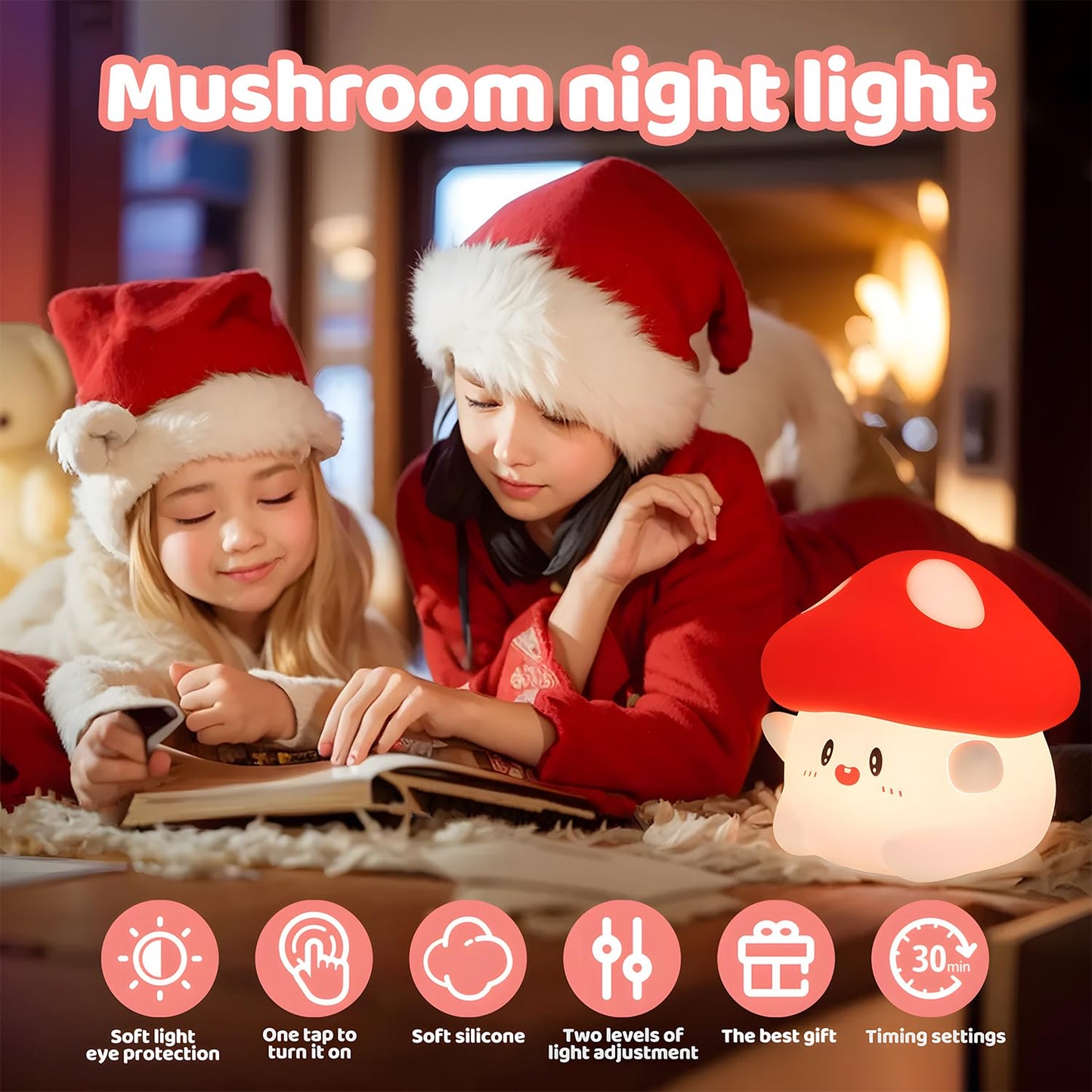 DuDu Duck Night Light, Cute Duck Lamp, Squishy Silicone Nightlight for Bedrooms with 30 Minutes Timer, Rechargeable Bedside Lamp with Touch Control for Bedrooms, Living Room