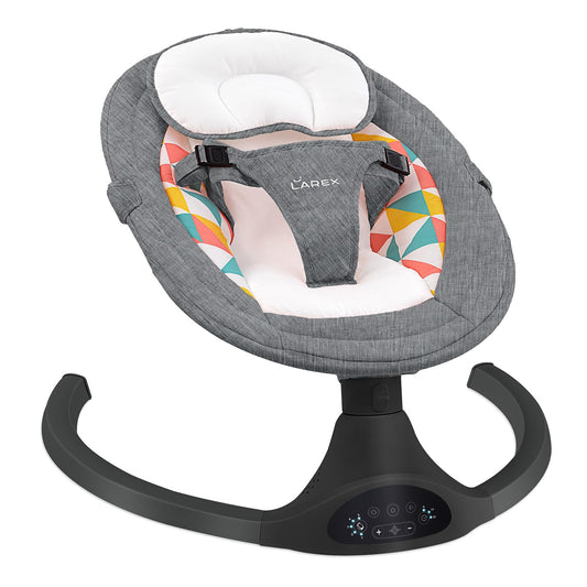 LAREX Baby Swings Electric Baby Swing Bluetooth Infant Swing Portable Rocker with 5 Speeds, 1 Seat Position, Remote Control, Grey