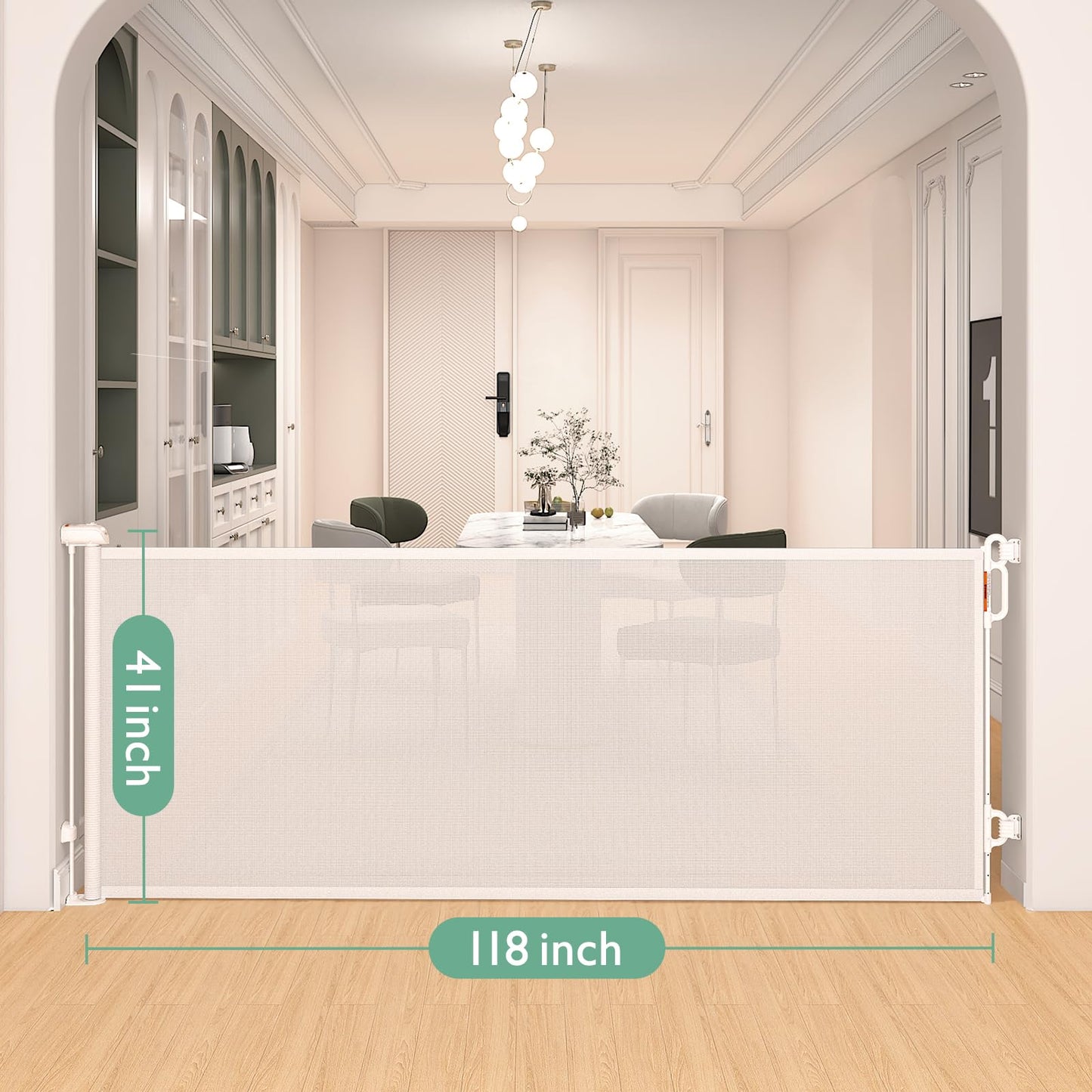 Momcozy Retractable Baby Gate, 33" Tall, Extends up to 55" Wide, Child Safety Baby Gates for Stairs, Doorways, Hallways, Indoor, Outdoor