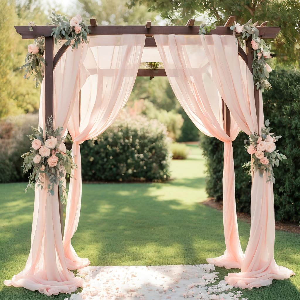Barcelonetta | Chiffon Fabric | Decoration, Drapery Fabric | Wedding, Gender Reveal, Baby Shower, Birthday | for Arbor, Arch, Canopy, Table and Chair Decoration (Dusty Rose, 10 Yards)