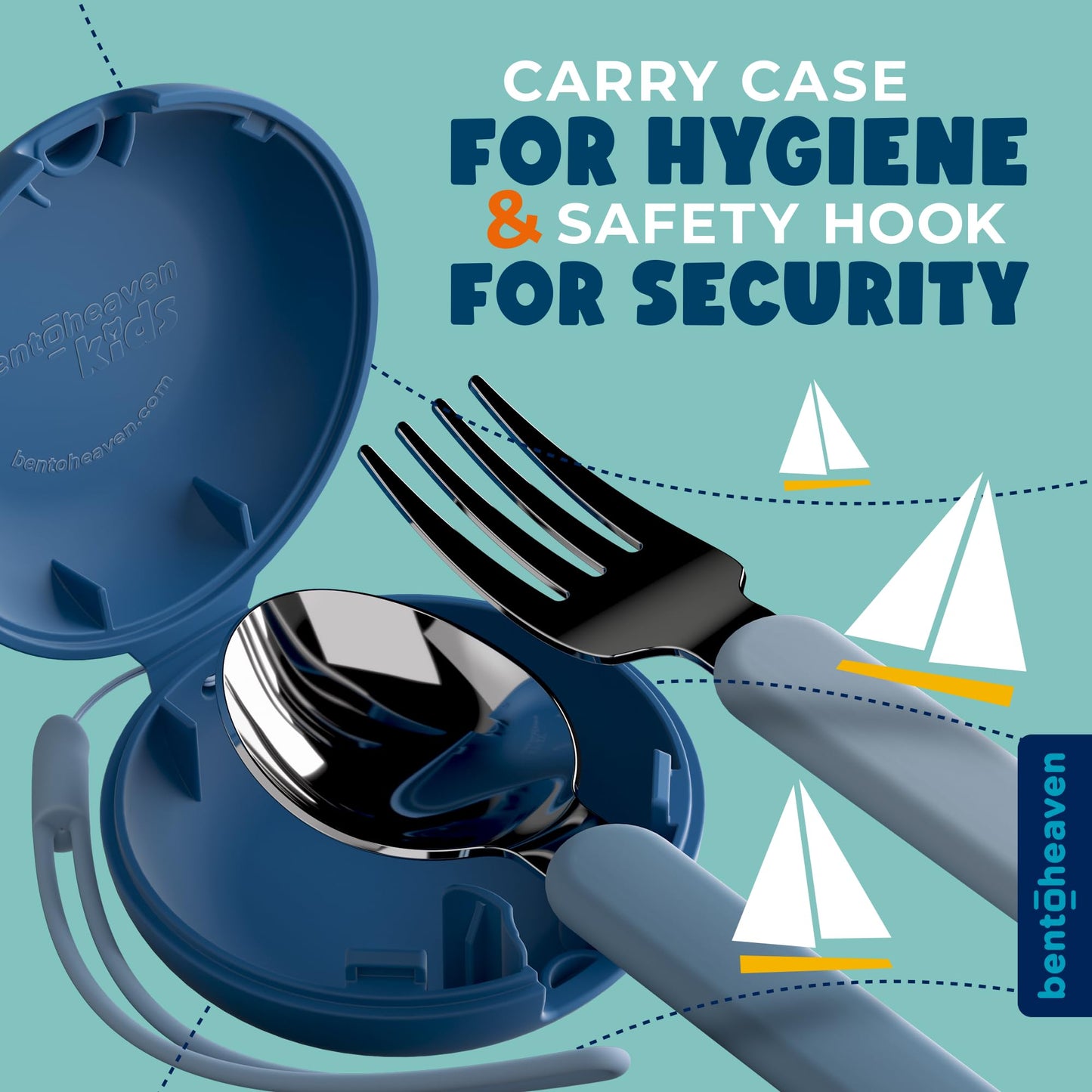 Bentoheaven Kids Travel Utensils with Case, Food-Grade Stainless Steel & BPA-Free Plastic, Travel Cutlery Set, Dishwasher Safe Fork, Spoon & Case, Reusable Flatware, Silverware for Kids (Horse)