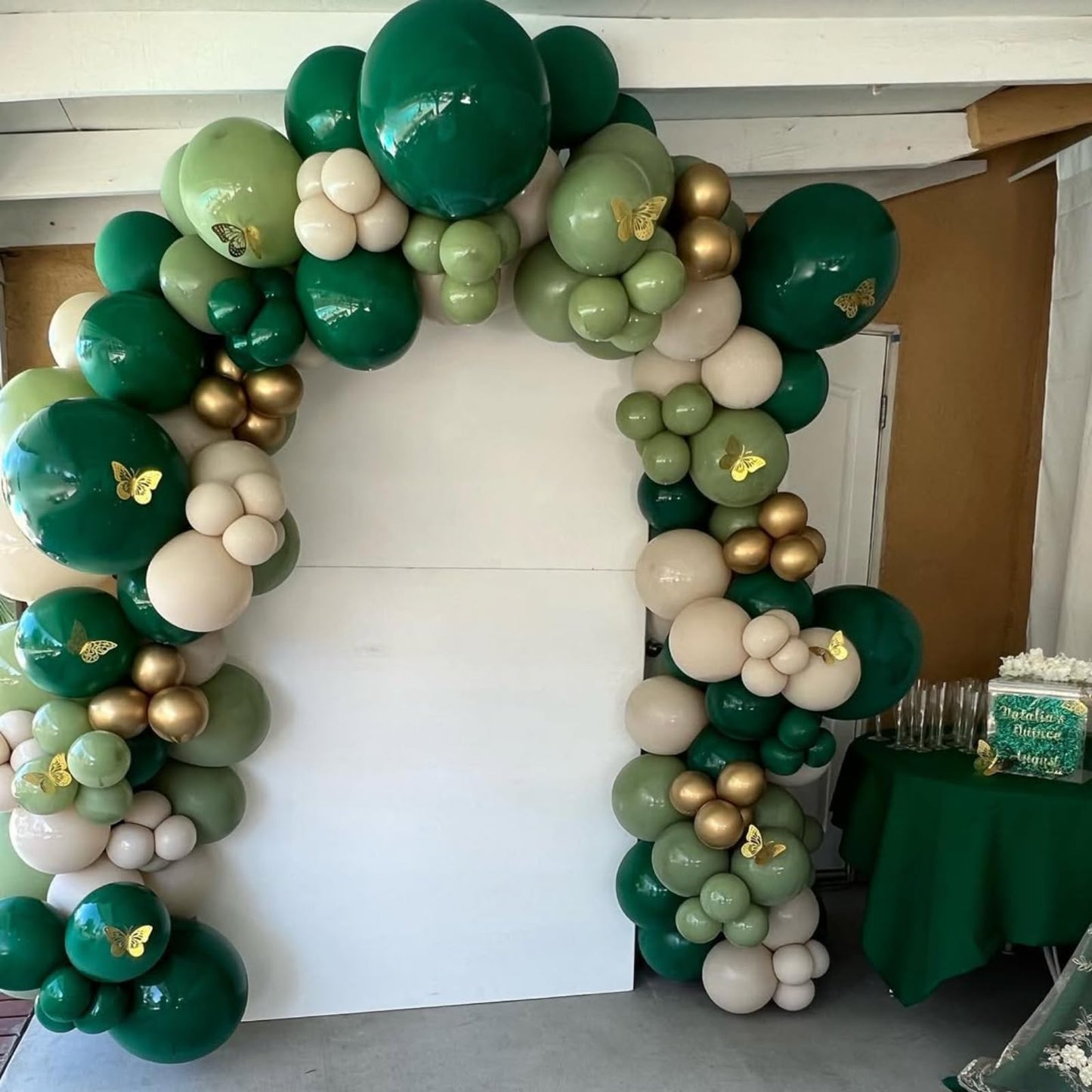 Sage Green Balloons Arch Double Stuffed, Olive Dusty Green Brown Beige Neutral Balloon Garland Kit, White Sand Apricot Tan Latex Balloon for Baby Shower Birthday Jungle Safari Party Decoration
