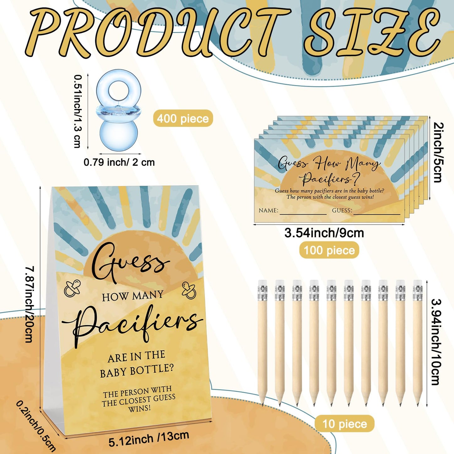 Roowest 512 Pcs Baby Shower Games Guess How Many Pacifiers Sign 100 Small Guessing Games 10 HB Pencils 750ml Milk Bottle 400 Acrylic Pacifiers Decoration for Guest Gender Reveal(Pink,Bear)