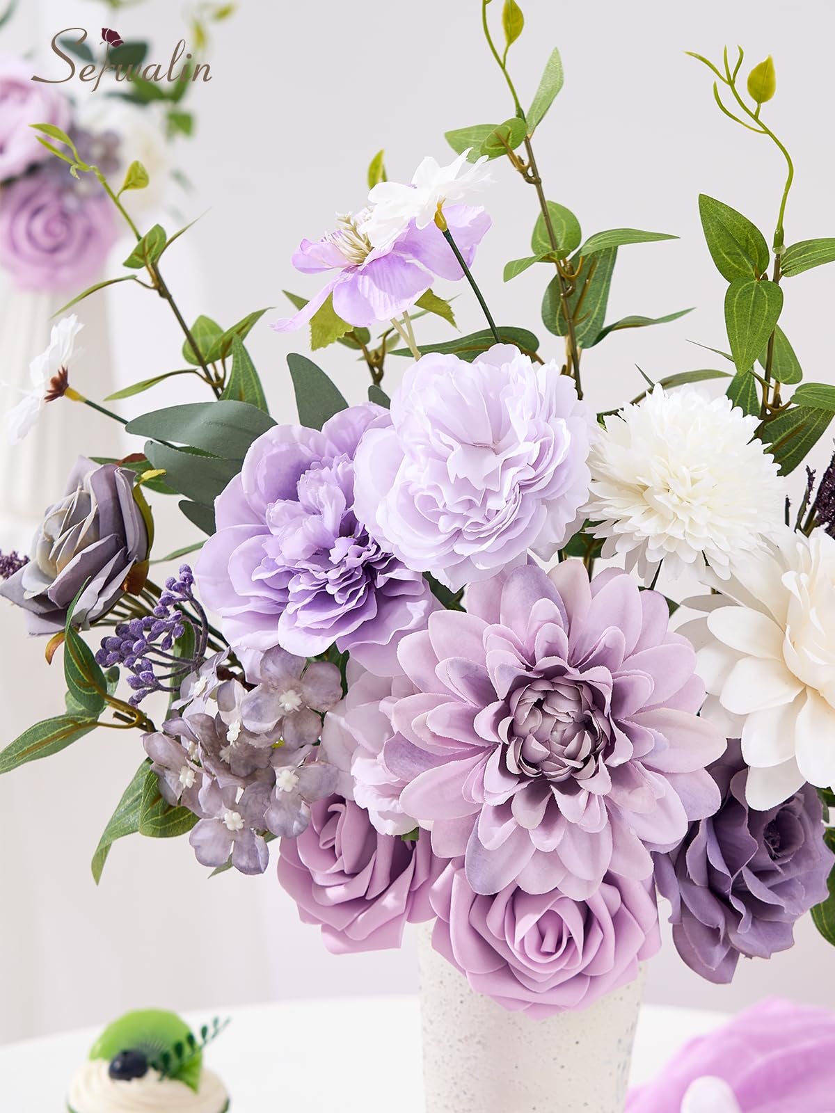 Serwalin Pink Artificial Flowers, Silk Fake Flowers for DIY Wedding Bridal Bouquets, Wedding Cake Flowers for Table Centerpieces Baby Shower Birthday Party Home Decorations