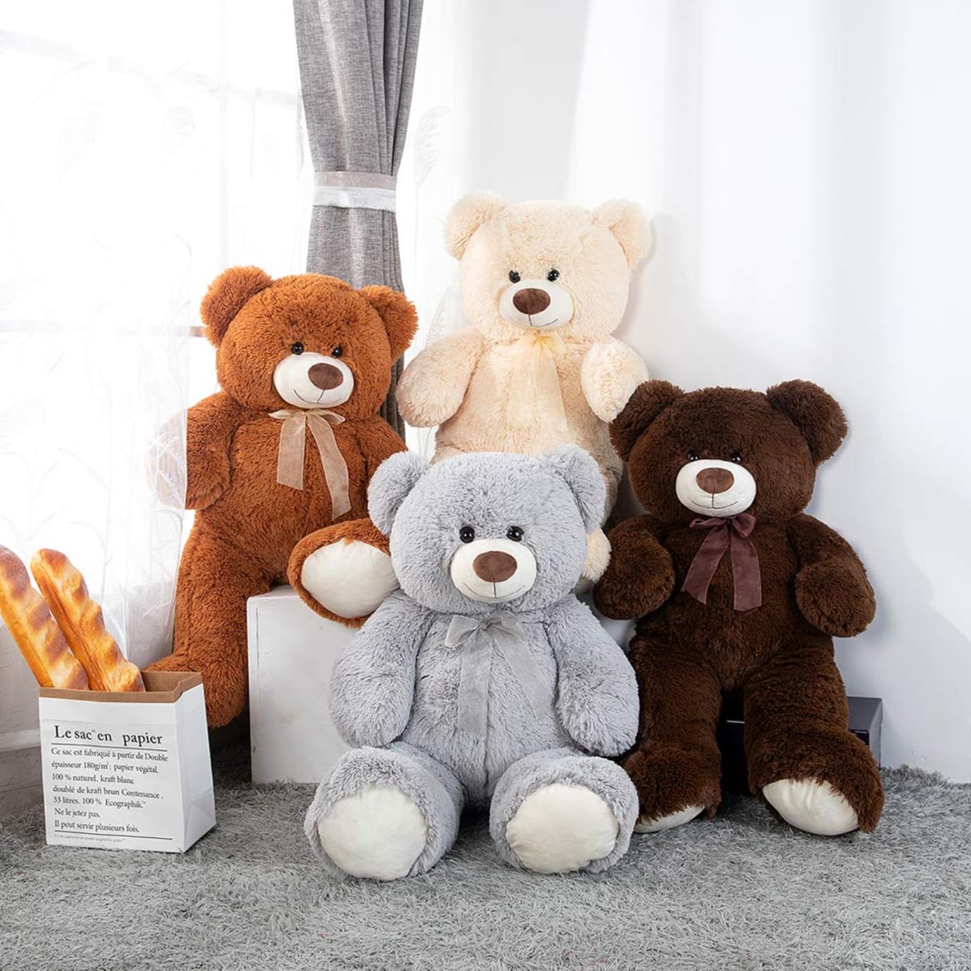 51 inch Big Teddy Bear Cute Giant Stuffed Animals Soft Plush Toy for Girlfriend Kids for Birthday Christmas Valentine's Day