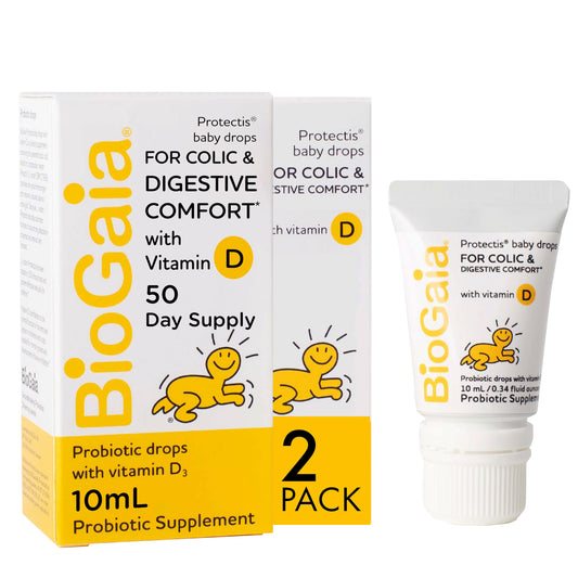 BioGaia Protectis Baby Probiotic Drops | Colic & Gas Relief + Vitamin D | Safe for Newborns | Ease Crying, Fussing, Colic, Gas, Spit-ups & Constipation | No Dairy, Soy & Gluten | 50 Day Supply | 10mL