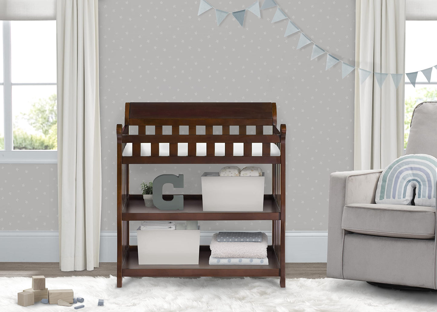 Delta Children Eclipse Changing Table with Changing Pad, White