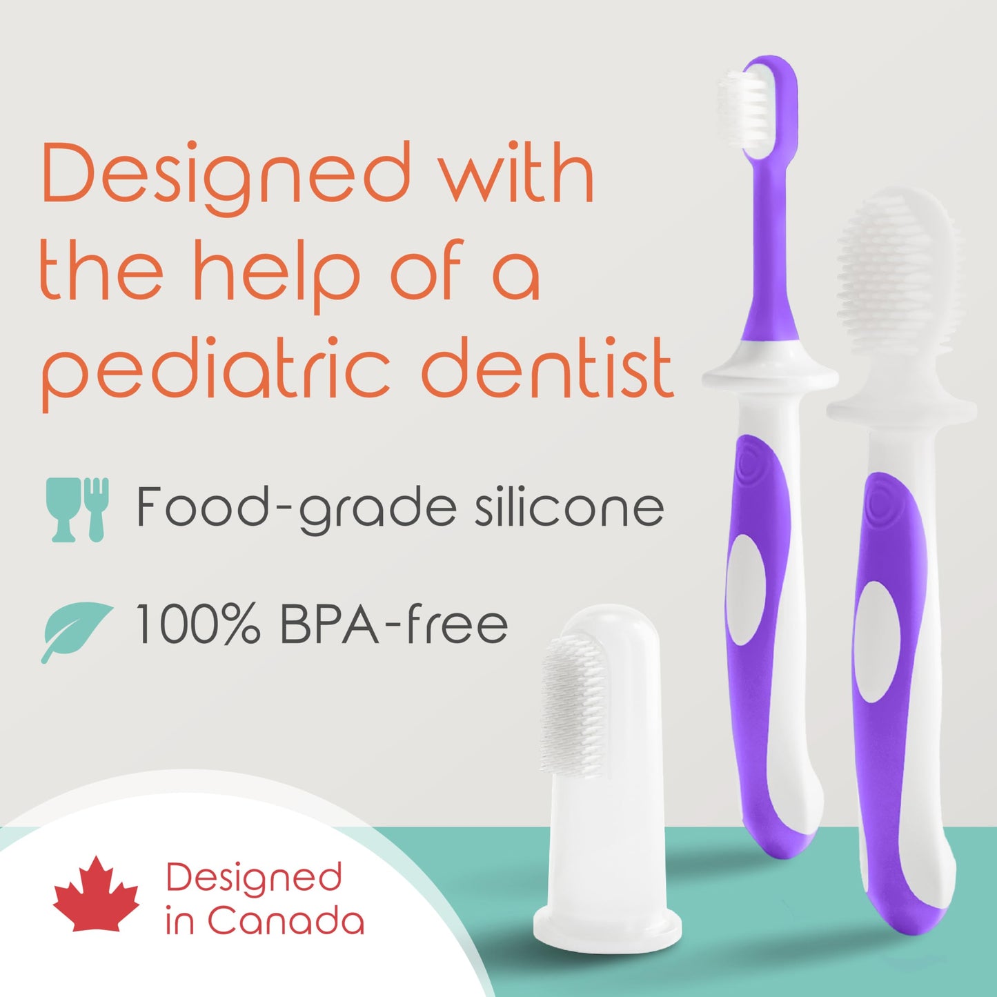 Cherish Baby Care Baby Toothbrush & Toddler Toothbrush Set (0-2 Years) - BPA-Free & Safety-Tested, 2023 Award Winner, Food-Grade Silicone (Teal)