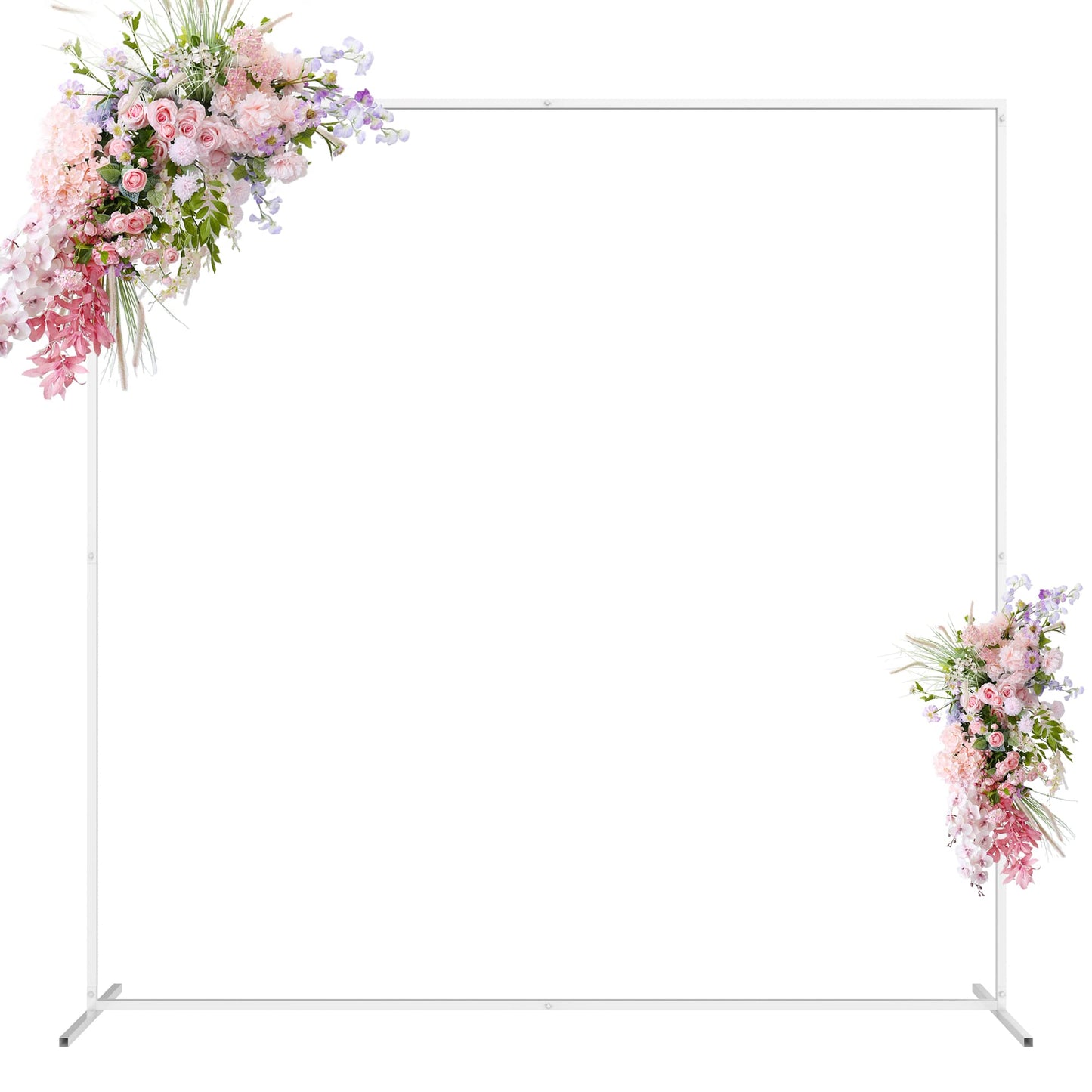 Wokceer Wedding Arch Backdrop Stand Square 6.6FTx6.6FT Gold Metal Balloon Arch Stand Garden Arbor Backdrop Frame for Wedding Birthday Party Baby Shower Photo Booth Background Decoration